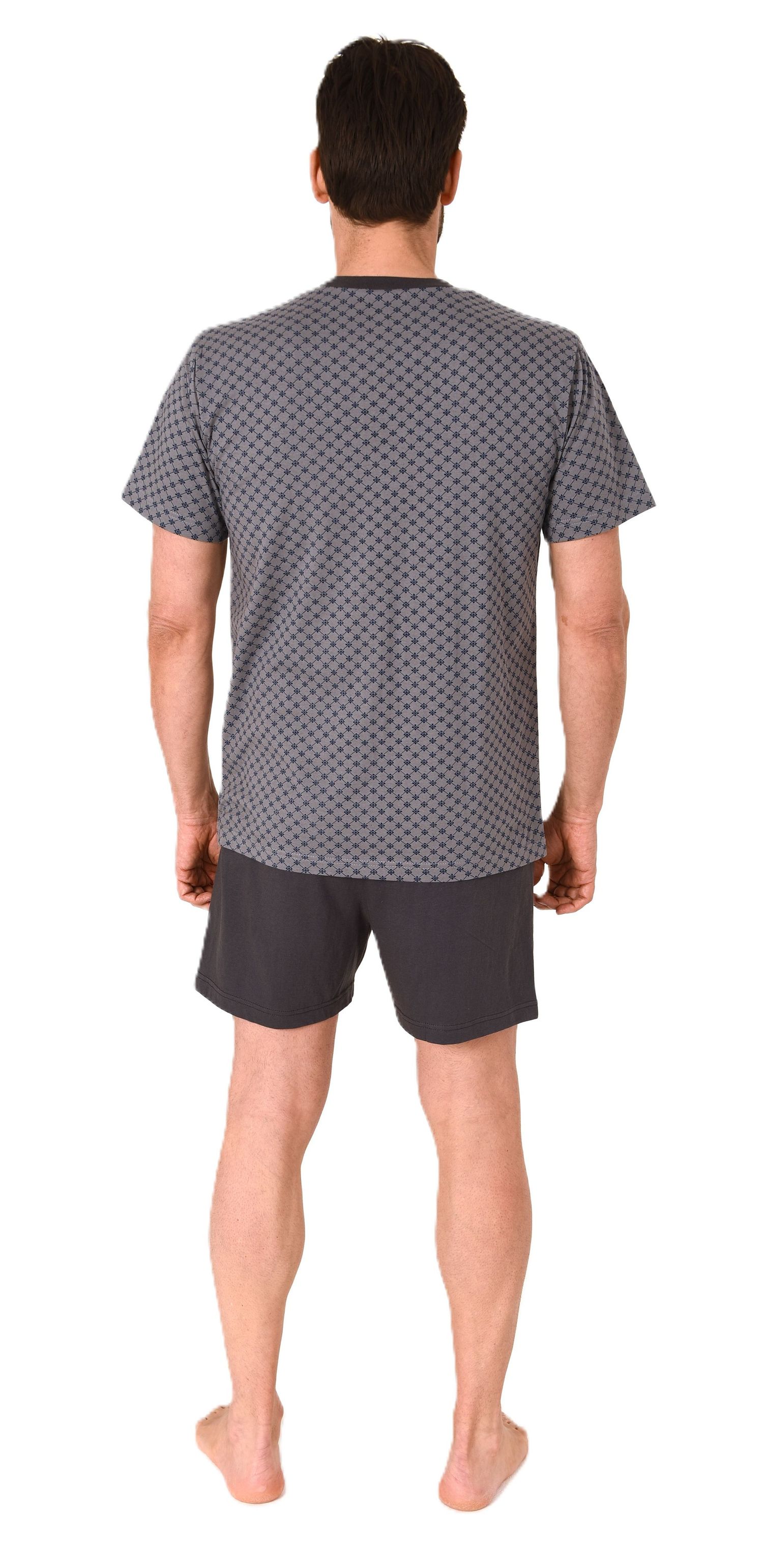 Herren kurzarm Schlafanzug Shorty Pyjama in eleganter Minimal-Print-Optik