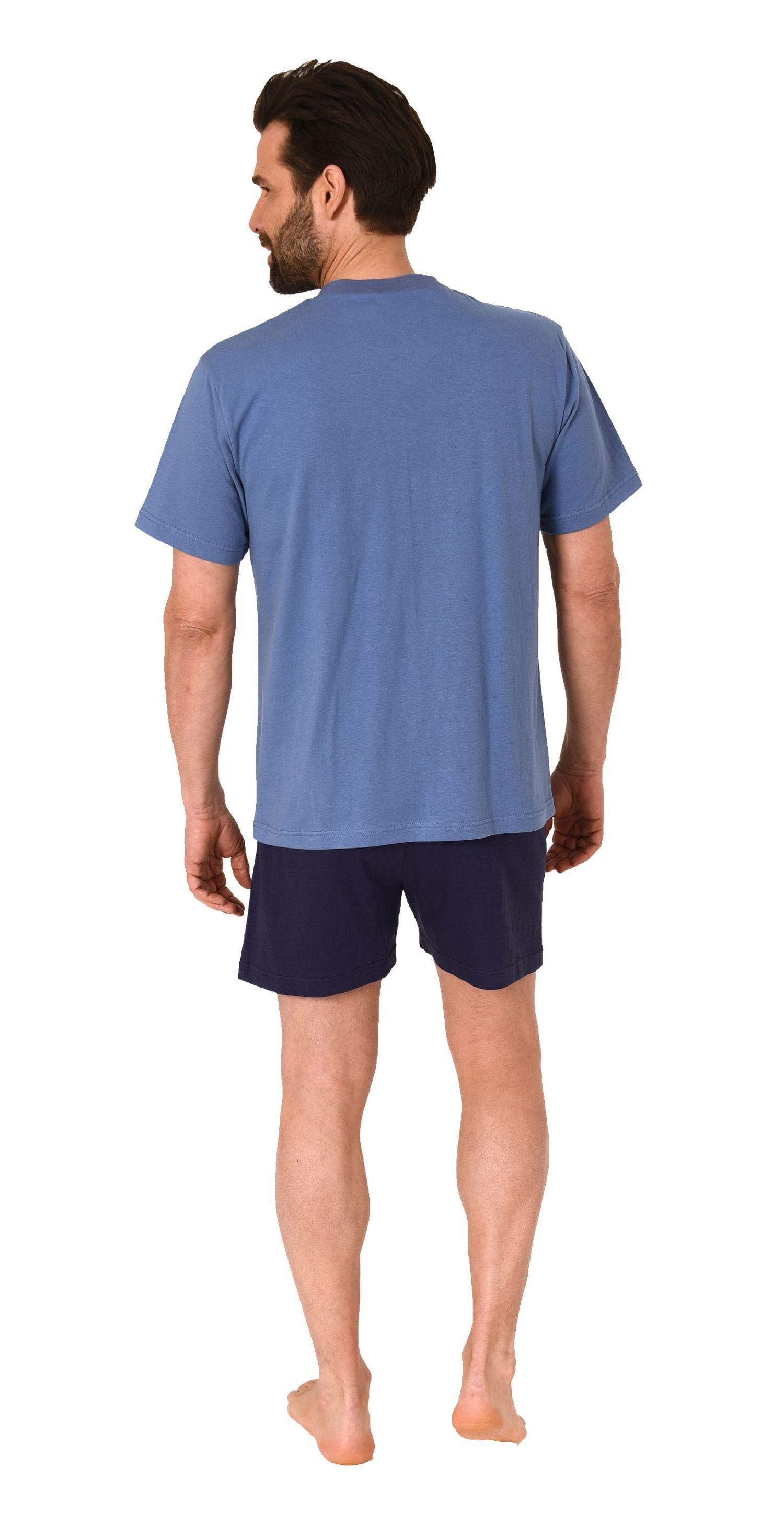 Herren kurzarm Schlafanzug Shorty Pyjama mit V-Hals-Ausschnitt