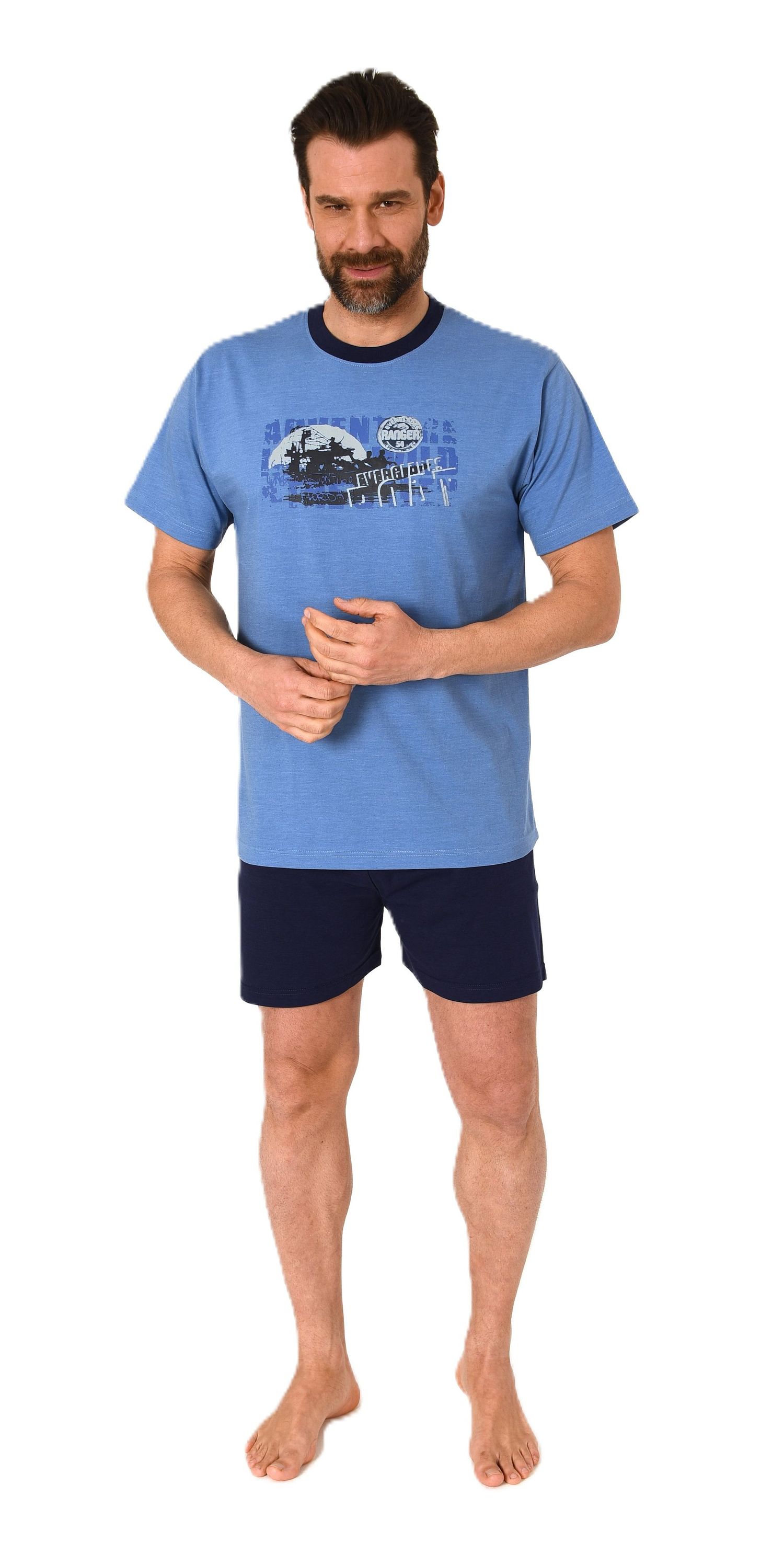 Herren kurzarm Schlafanzug Shorty Pyjama