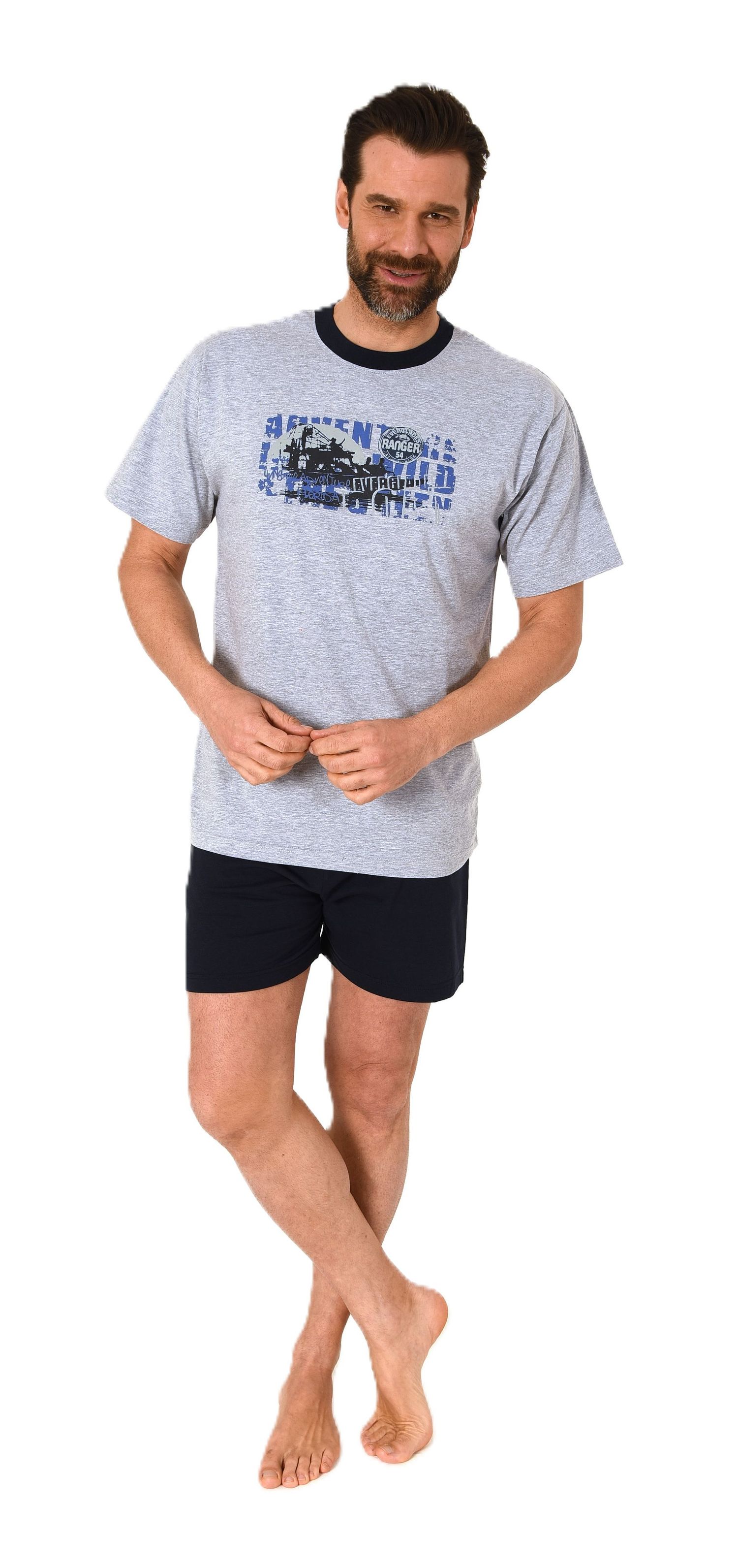 Herren kurzarm Schlafanzug Shorty Pyjama