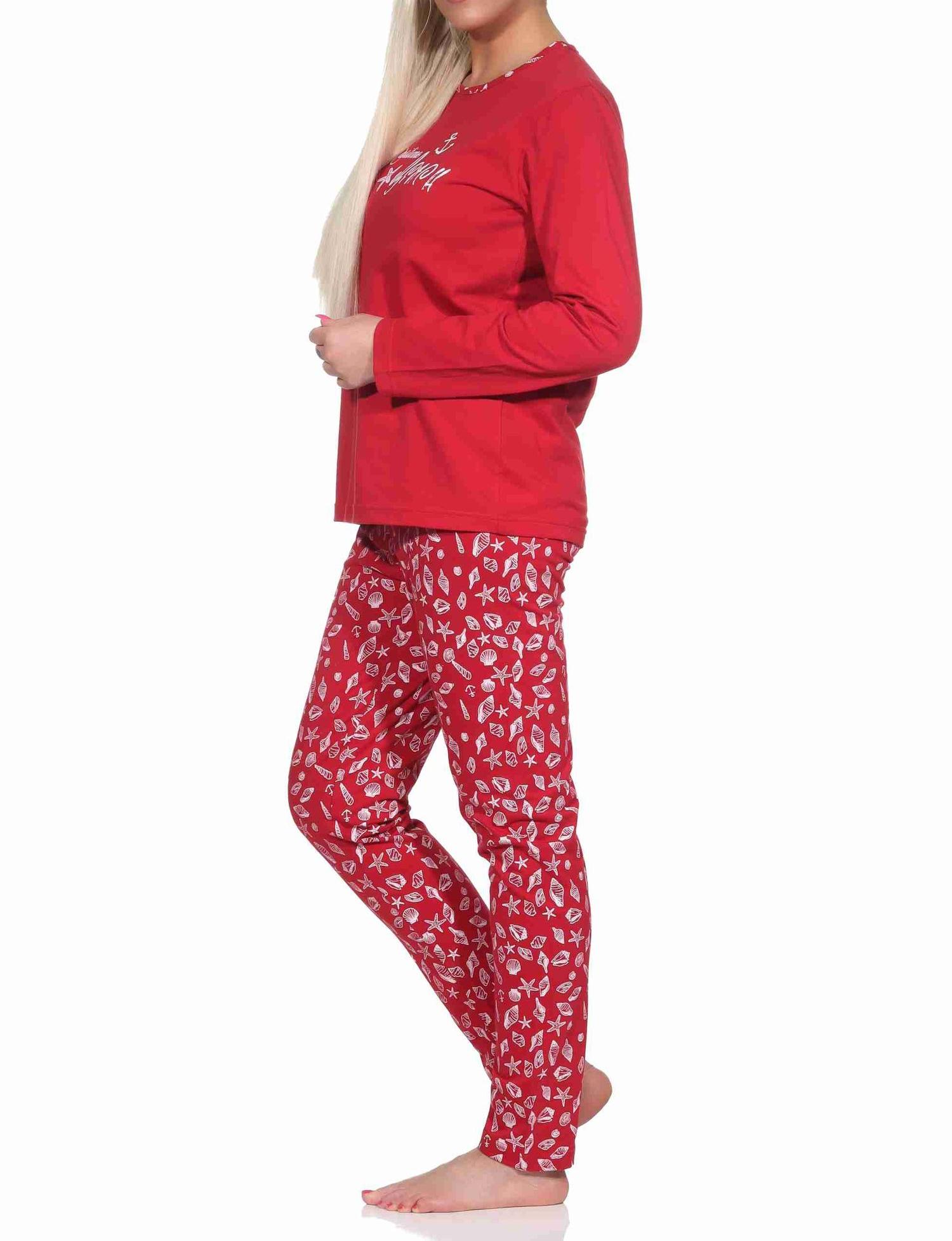 Damen langarm Schlafanzug Pyjama in maritimer Optik