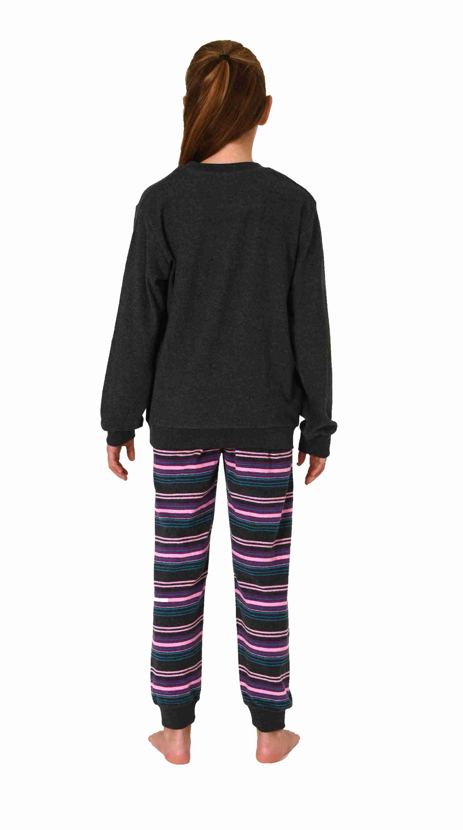 Kuscheliger Mädchen Frottee Schlafanzug langarm mit Bündchen und süssen Faultier Tiermotiv Kuscheliger Mädchen Frottee Schlafanzug langarm mit Bündchen und süssen Faultier Tiermotiv