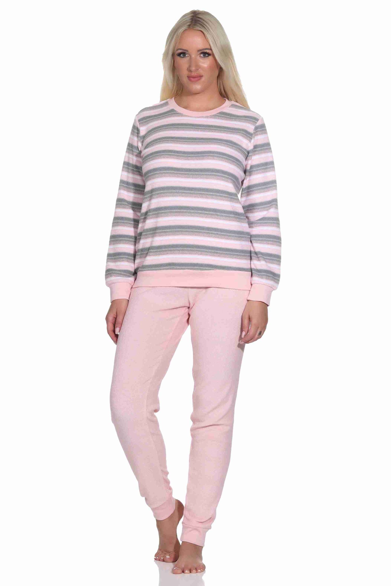 Wunderschöner Damen Frottee Schlafanzug langarm Pyjama mit Bündchen - auch in Übergrössen Wunderschöner Damen Frottee Schlafanzug langarm Pyjama mit Bündchen - auch in Übergrössen