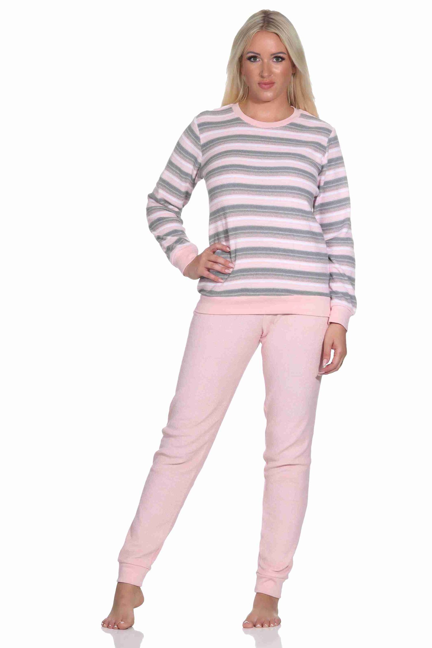Wunderschöner Damen Frottee Schlafanzug langarm Pyjama mit Bündchen - auch in Übergrössen Wunderschöner Damen Frottee Schlafanzug langarm Pyjama mit Bündchen - auch in Übergrössen