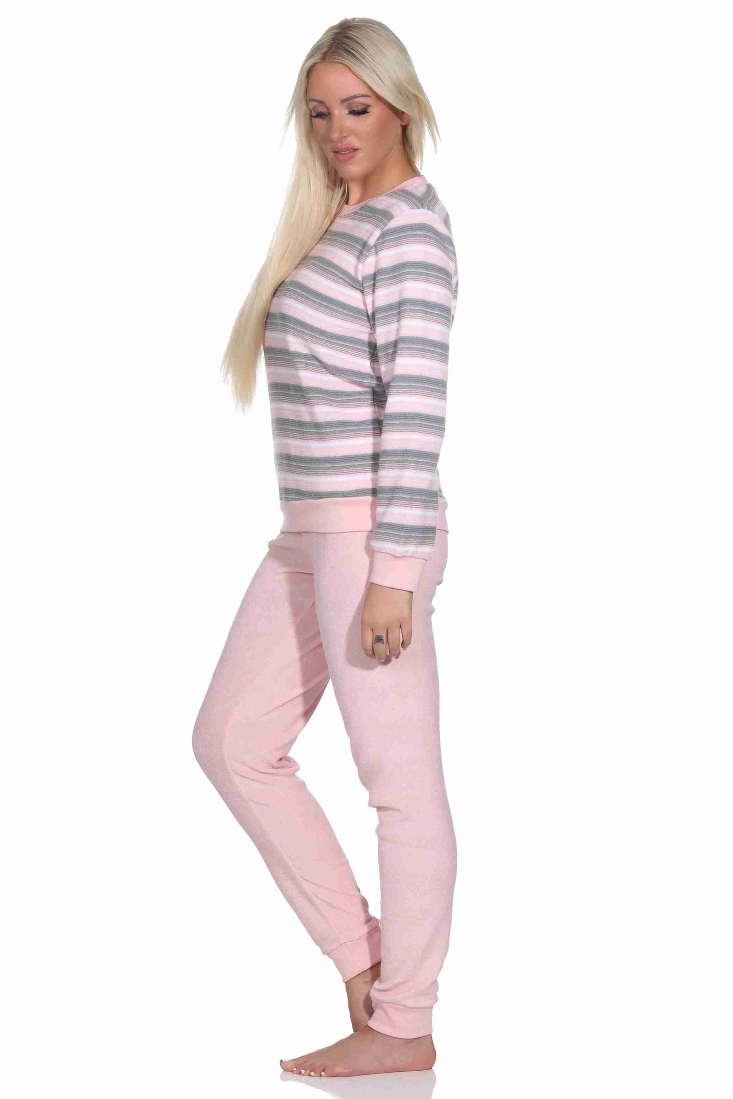 Wunderschöner Damen Frottee Schlafanzug langarm Pyjama mit Bündchen - auch in Übergrössen Wunderschöner Damen Frottee Schlafanzug langarm Pyjama mit Bündchen - auch in Übergrössen