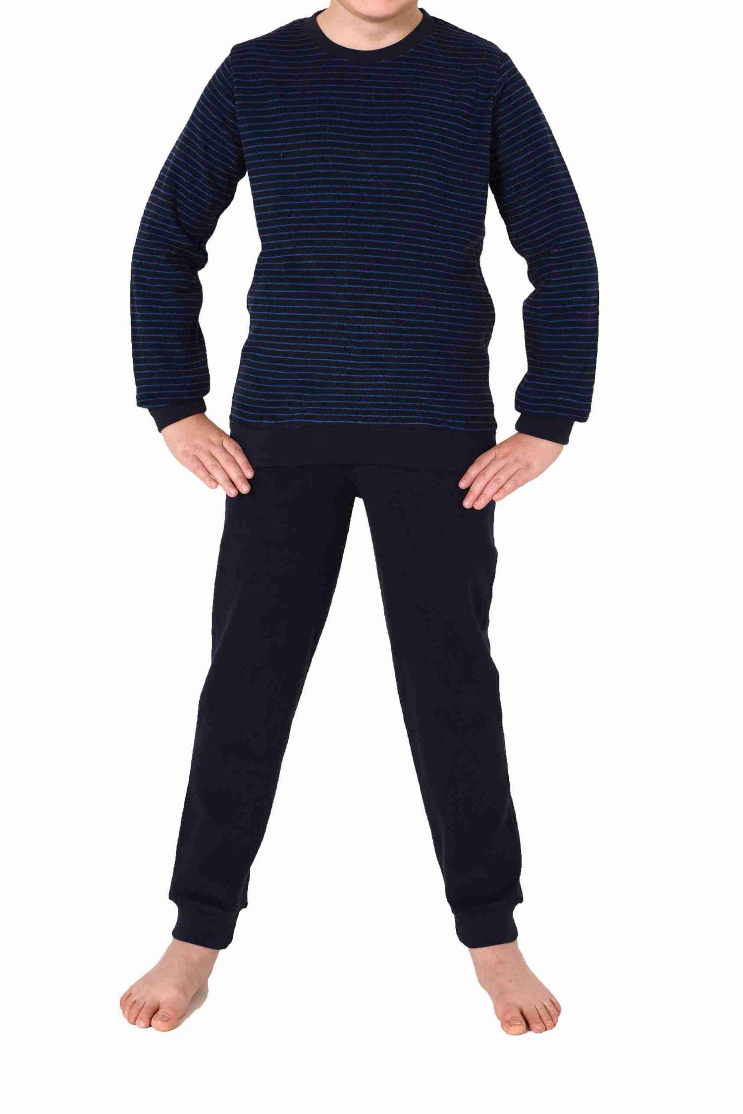 Kuscheliger Jungen langarm Frottee Schlafanzug Pyjama mit Bündchen