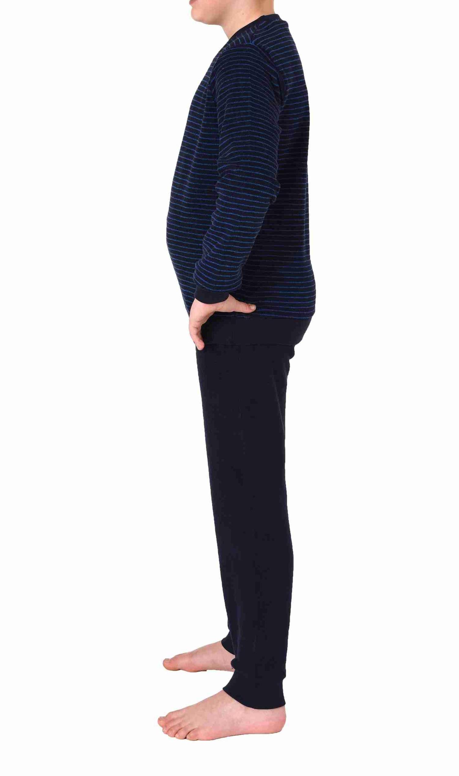 Kuscheliger Jungen langarm Frottee Schlafanzug Pyjama mit Bündchen