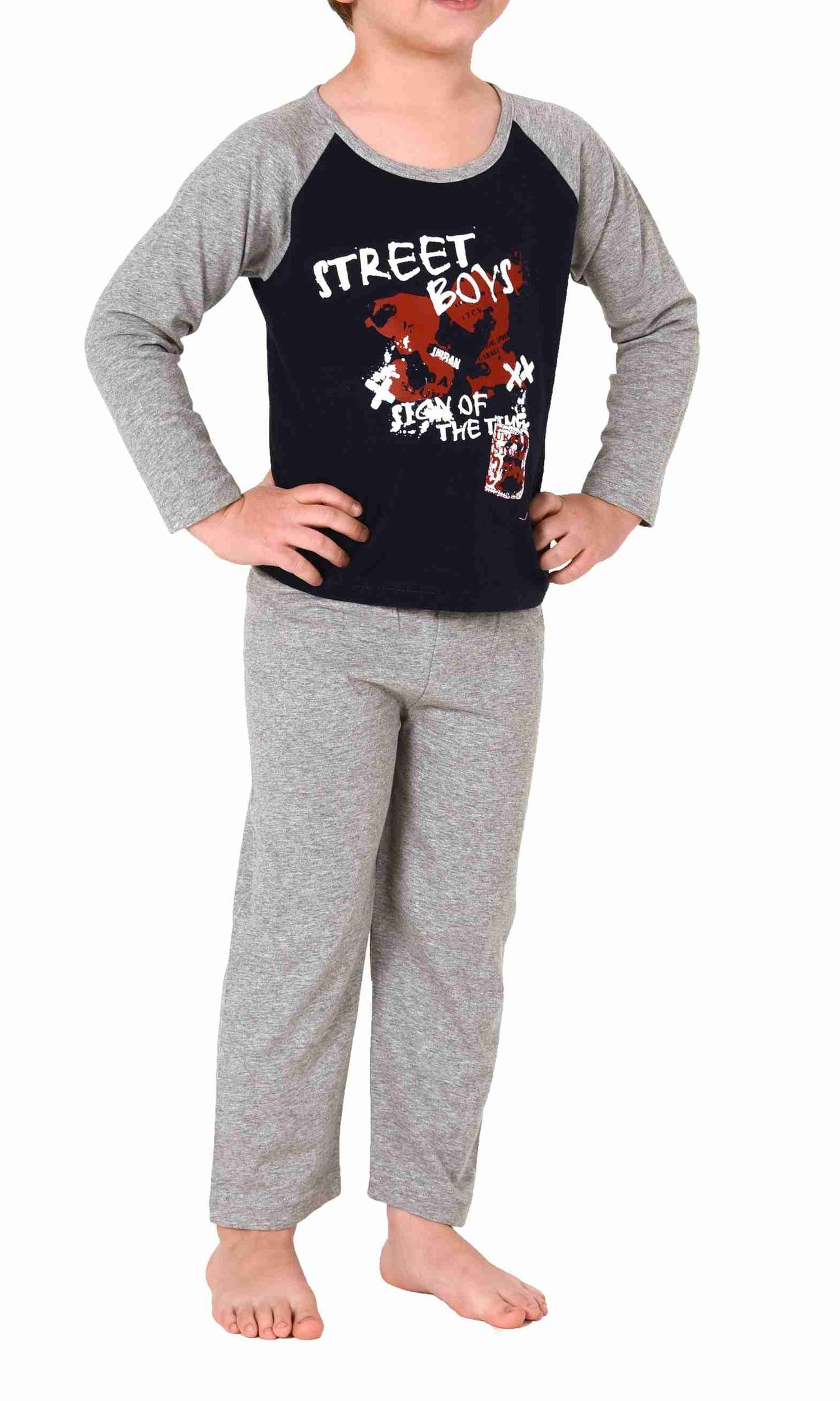 Kleinkinder Jungen langarm Schlafanzug Pyjama mit coolen Front Print