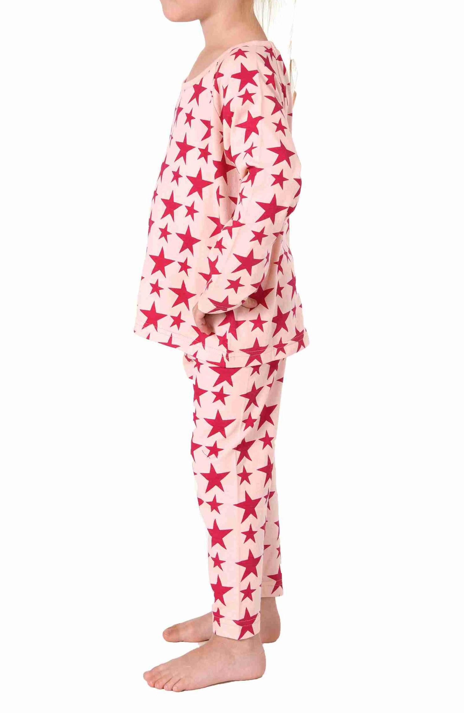 Wunderschöner Kleinkinder Mädchen langarm Schlafanzug Pyjama in toller Sterne Optik