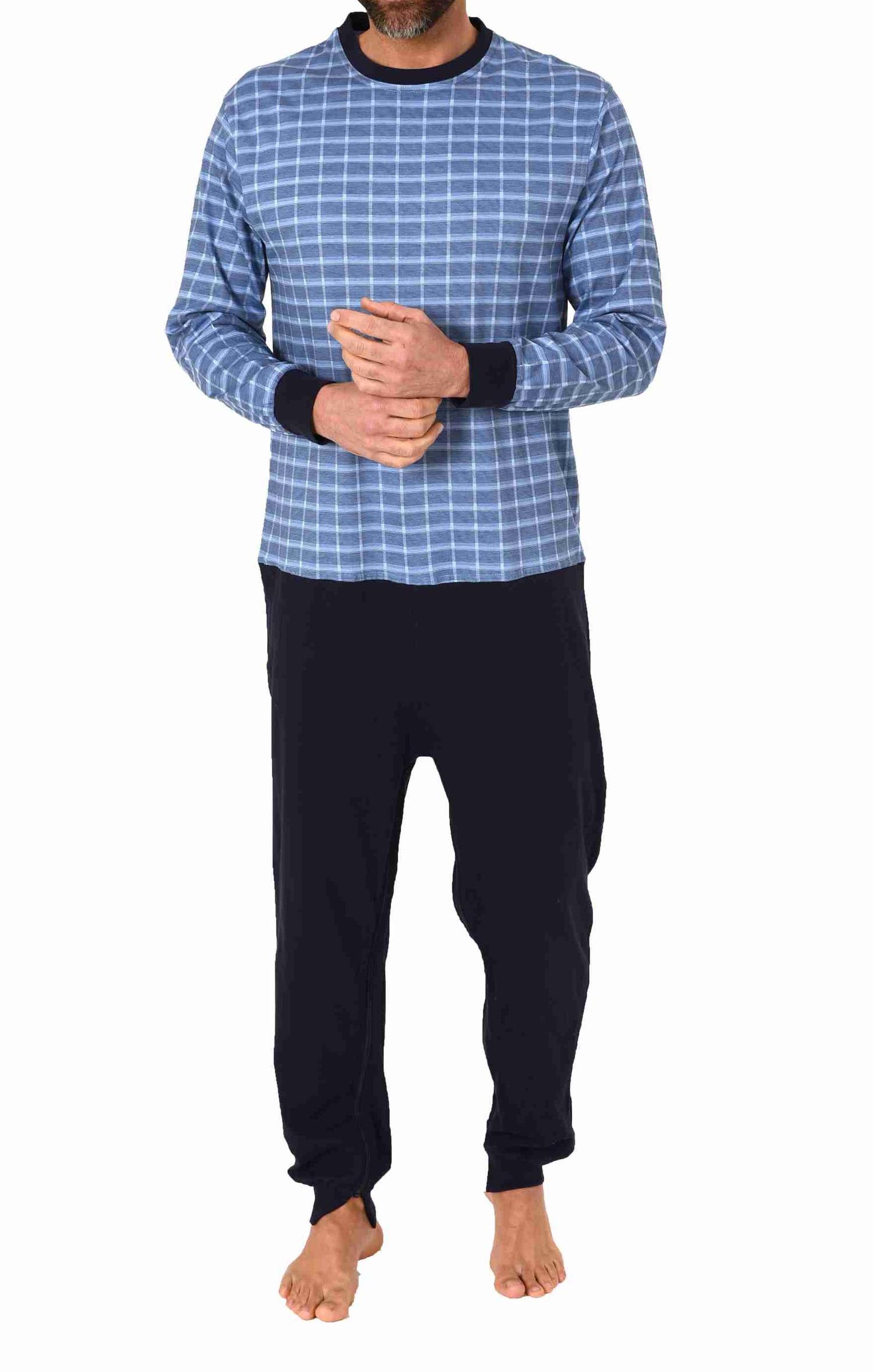 Herren Pflegeoverall langarm Einteiler Schlafanzug mit Reissverschluss am Rücken und Bein