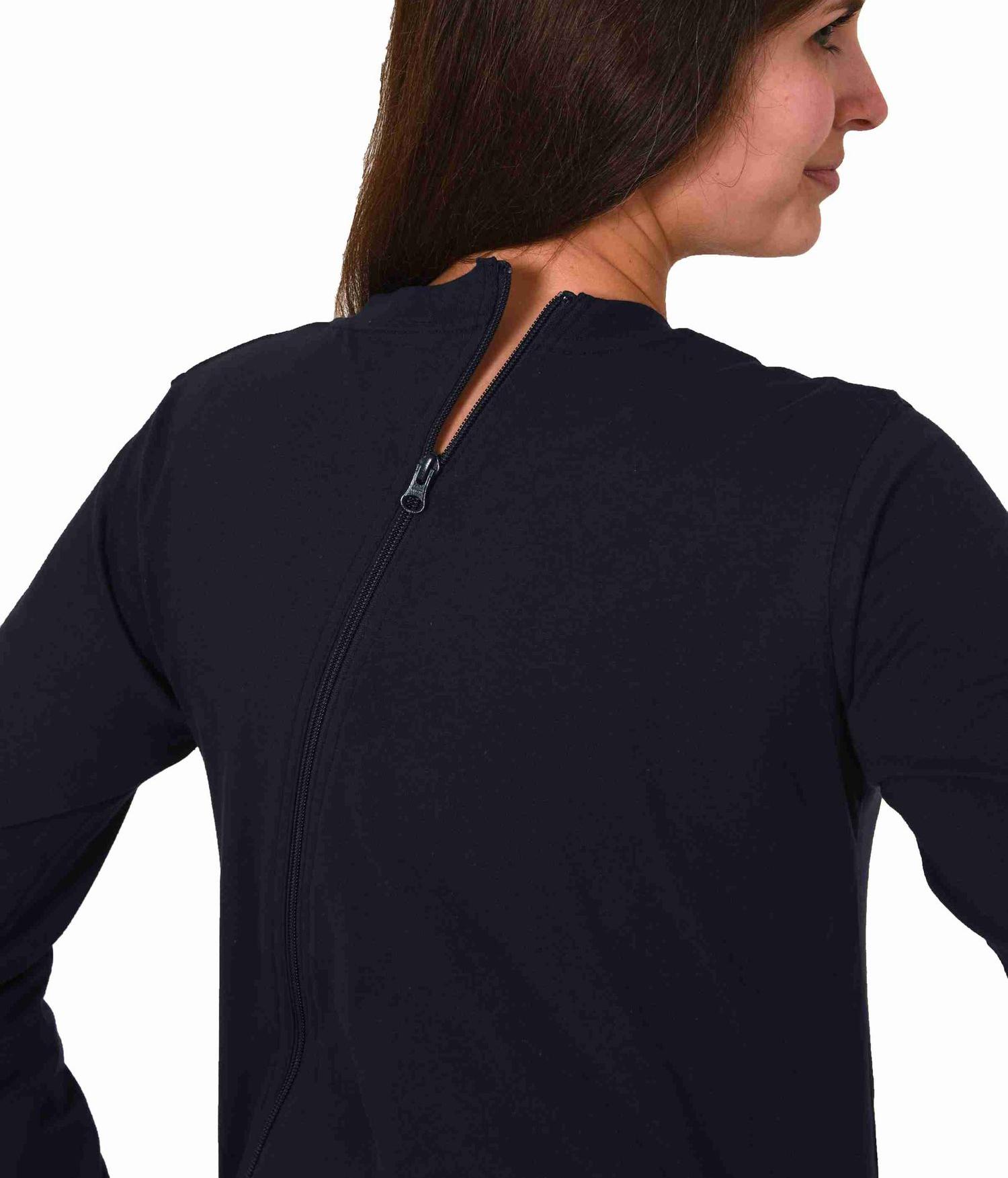 Maritimer Damen Pflegeoverall langarm Schlafanzug mit Reissverschluss am Rücken und Bein