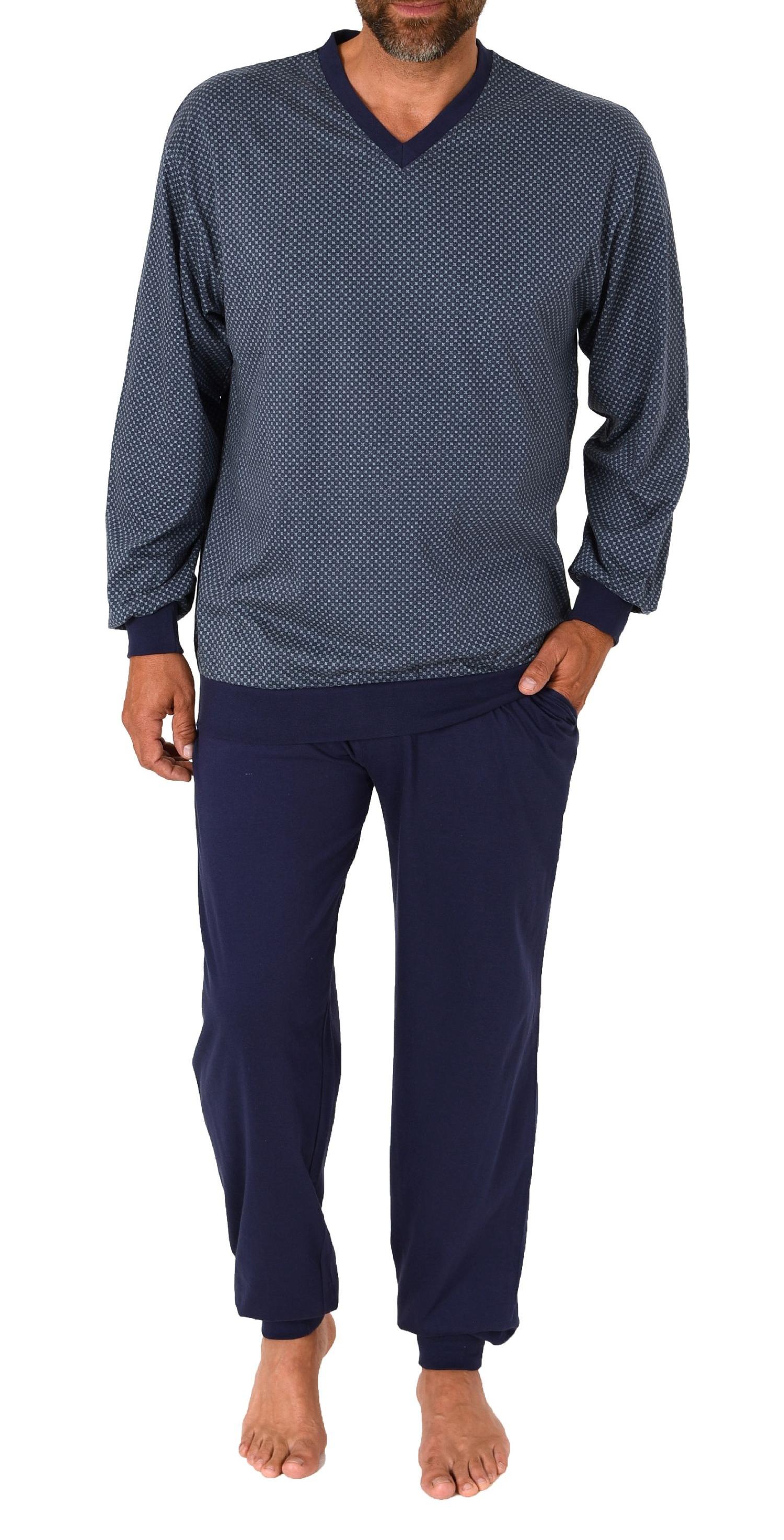 Wunderschöner Normann Herren Langarm Schlafanzug mit Bündchen Pyjama in edler Optik