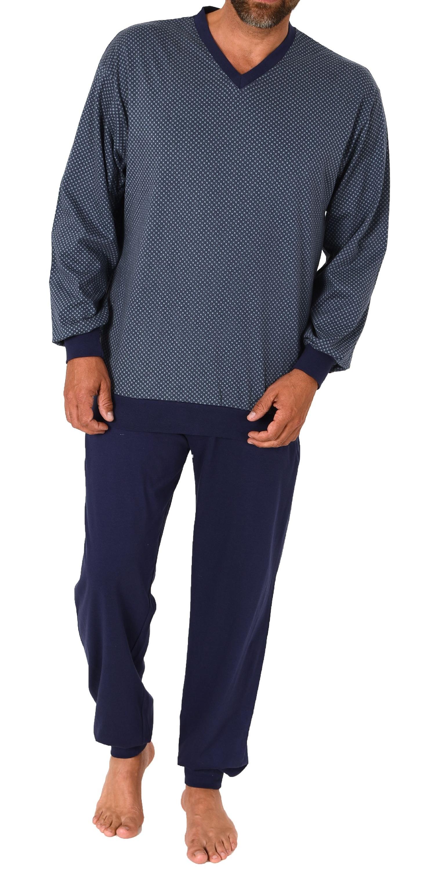 Wunderschöner Normann Herren Langarm Schlafanzug mit Bündchen Pyjama in edler Optik