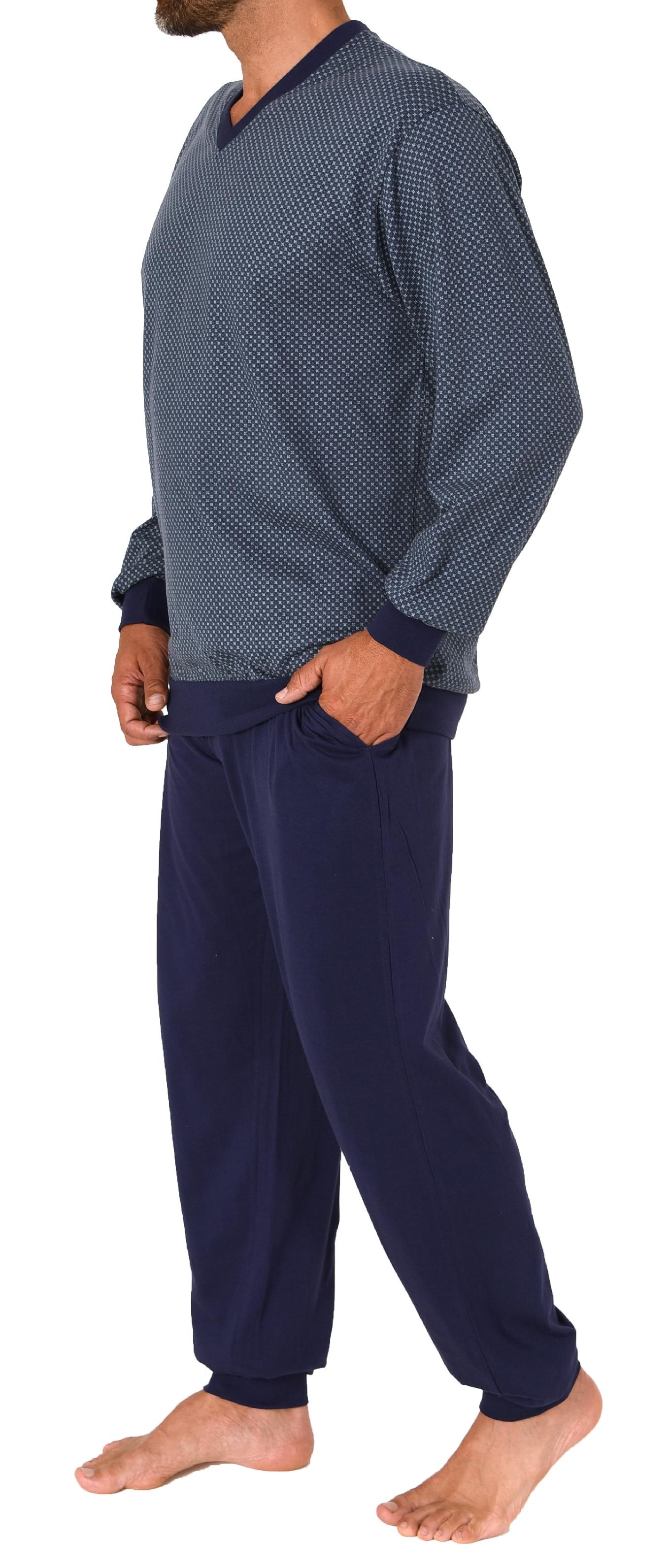 Wunderschöner Normann Herren Langarm Schlafanzug mit Bündchen Pyjama in edler Optik