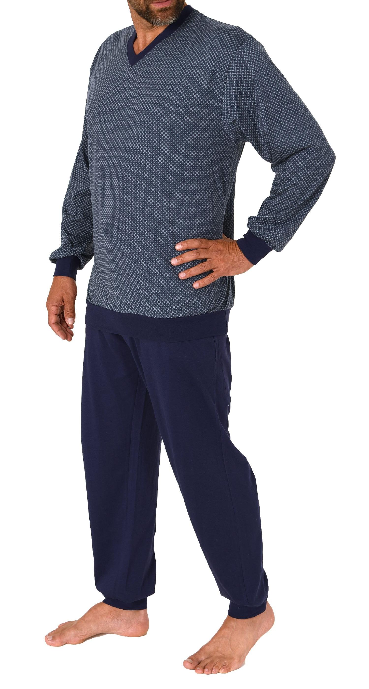 Wunderschöner Normann Herren Langarm Schlafanzug mit Bündchen Pyjama in edler Optik