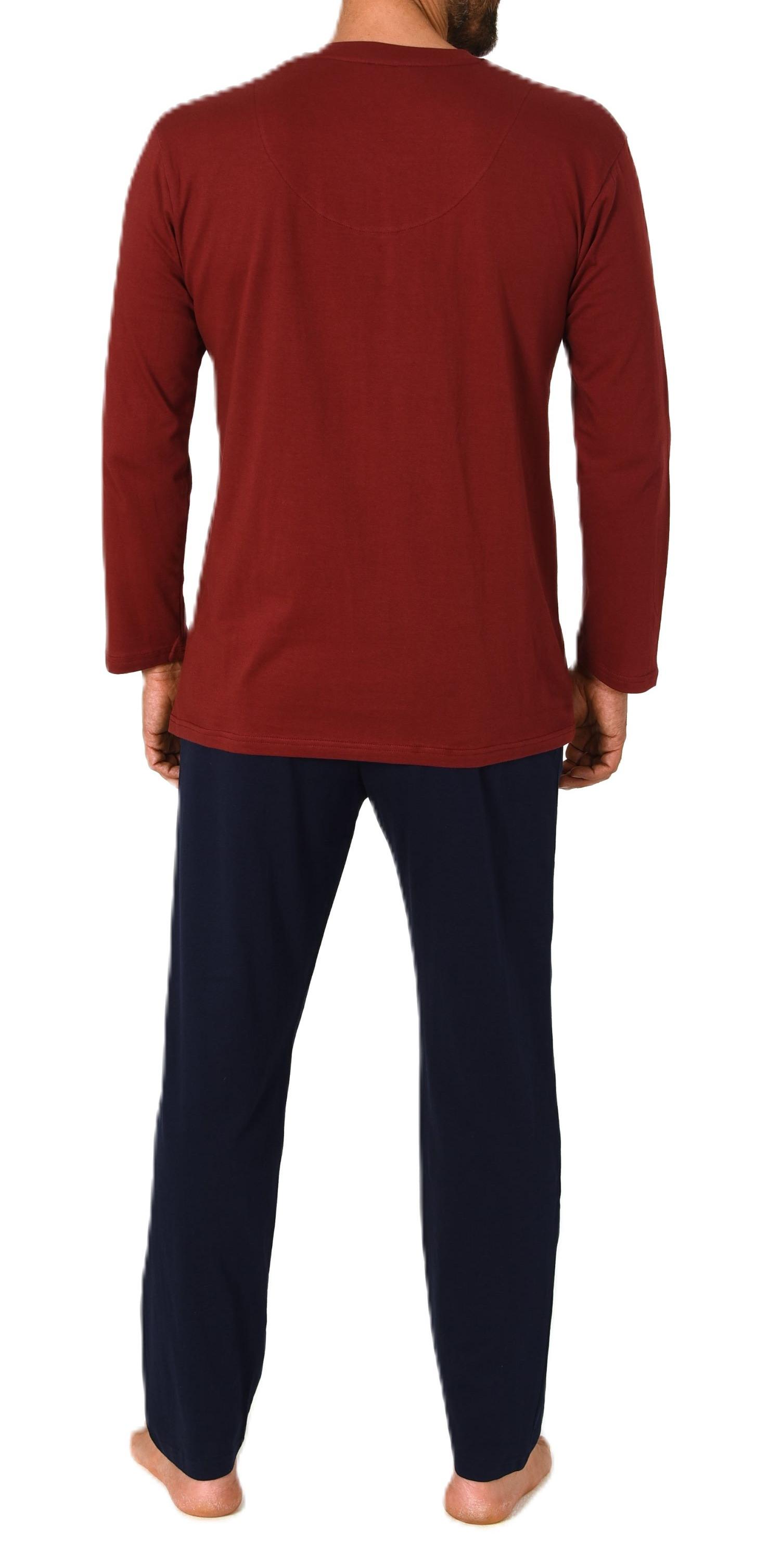 Eleganter Herren Schlafanzug langarm Pyjama mit Frontprint  auch in Übergrössen