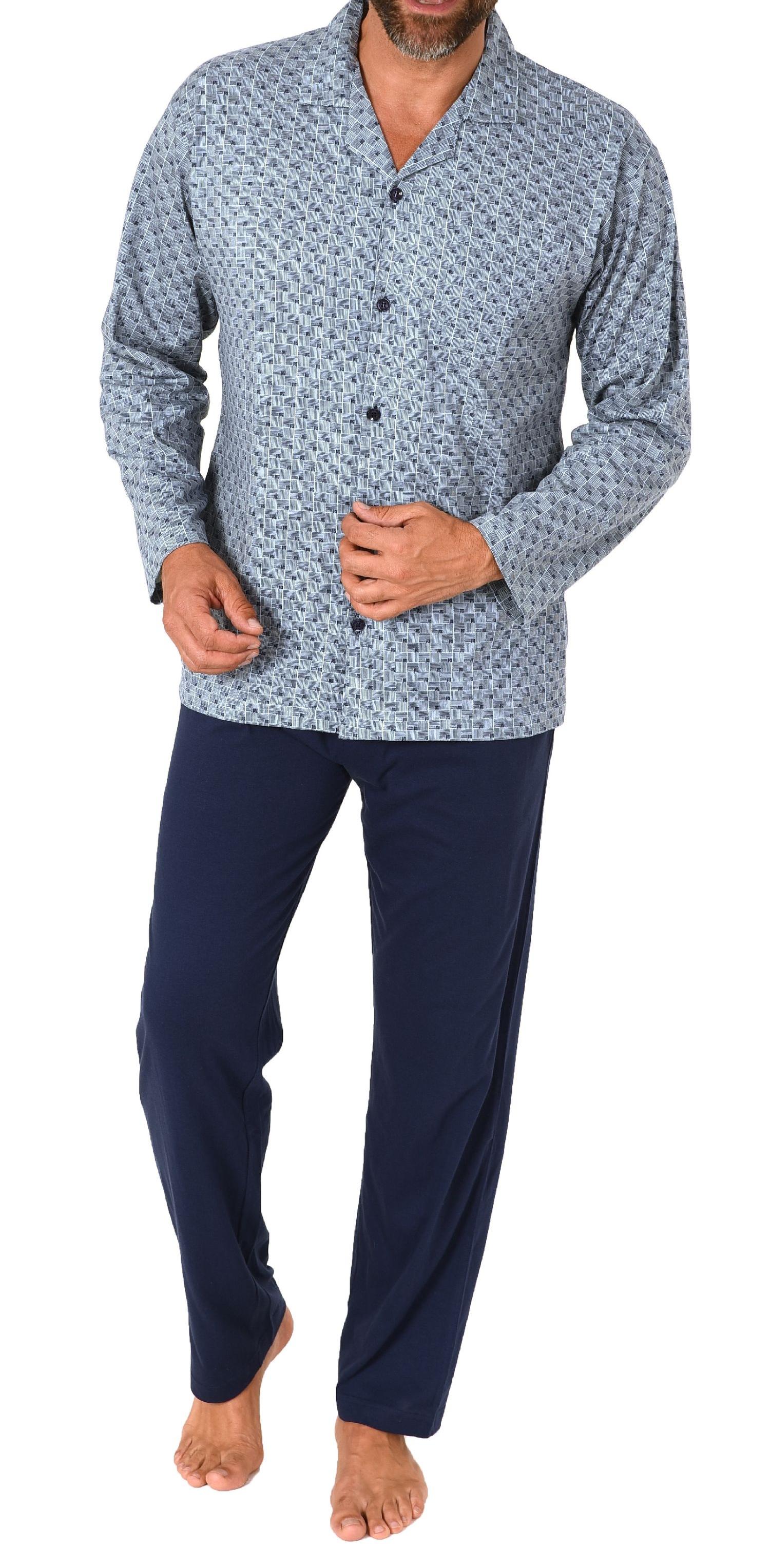 Normann Herren Langarm Schlafanzug Pyjama zum durchknöpfen, auch in Übergrössen