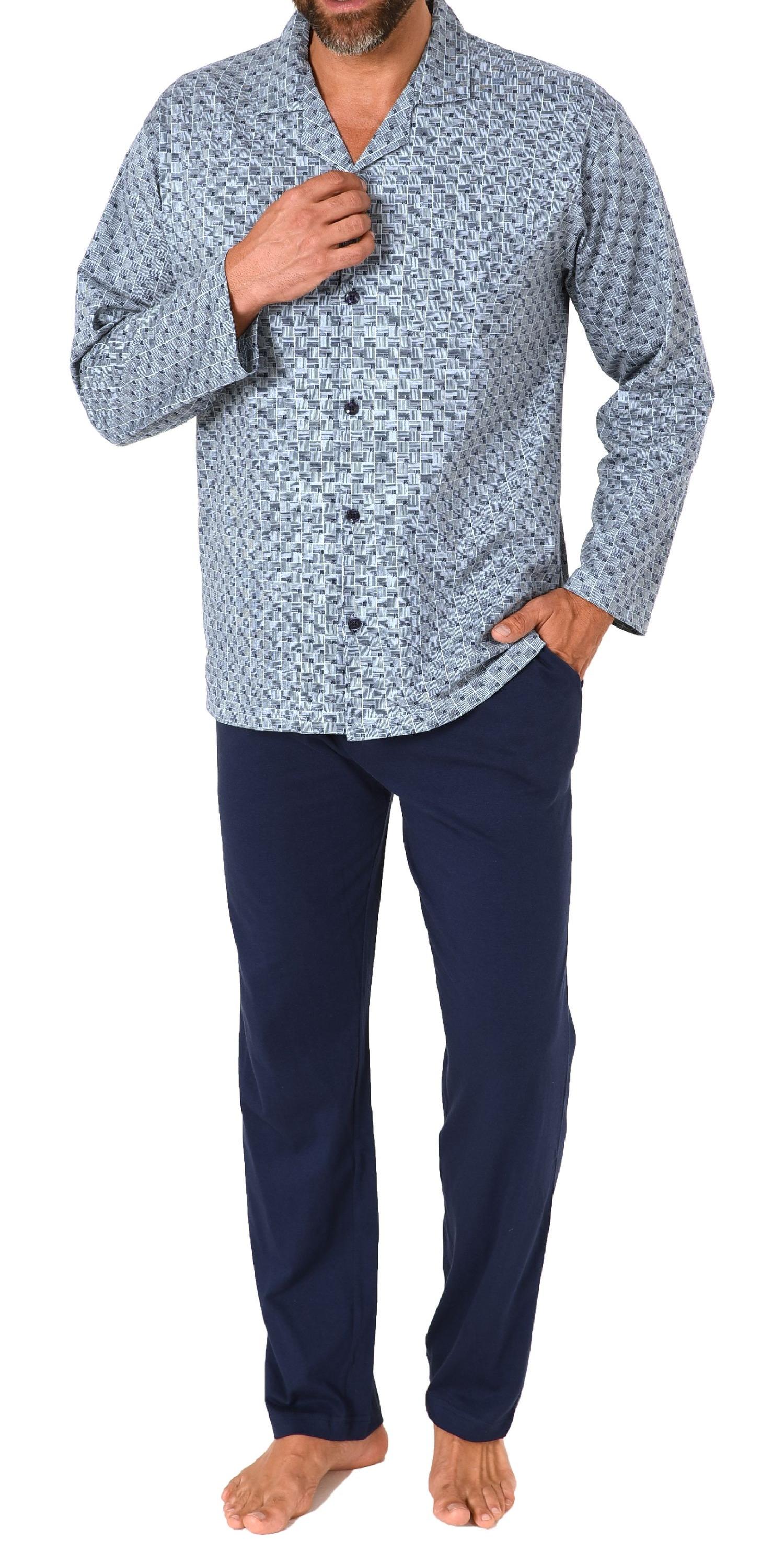 Normann Herren Langarm Schlafanzug Pyjama zum durchknöpfen, auch in Übergrössen
