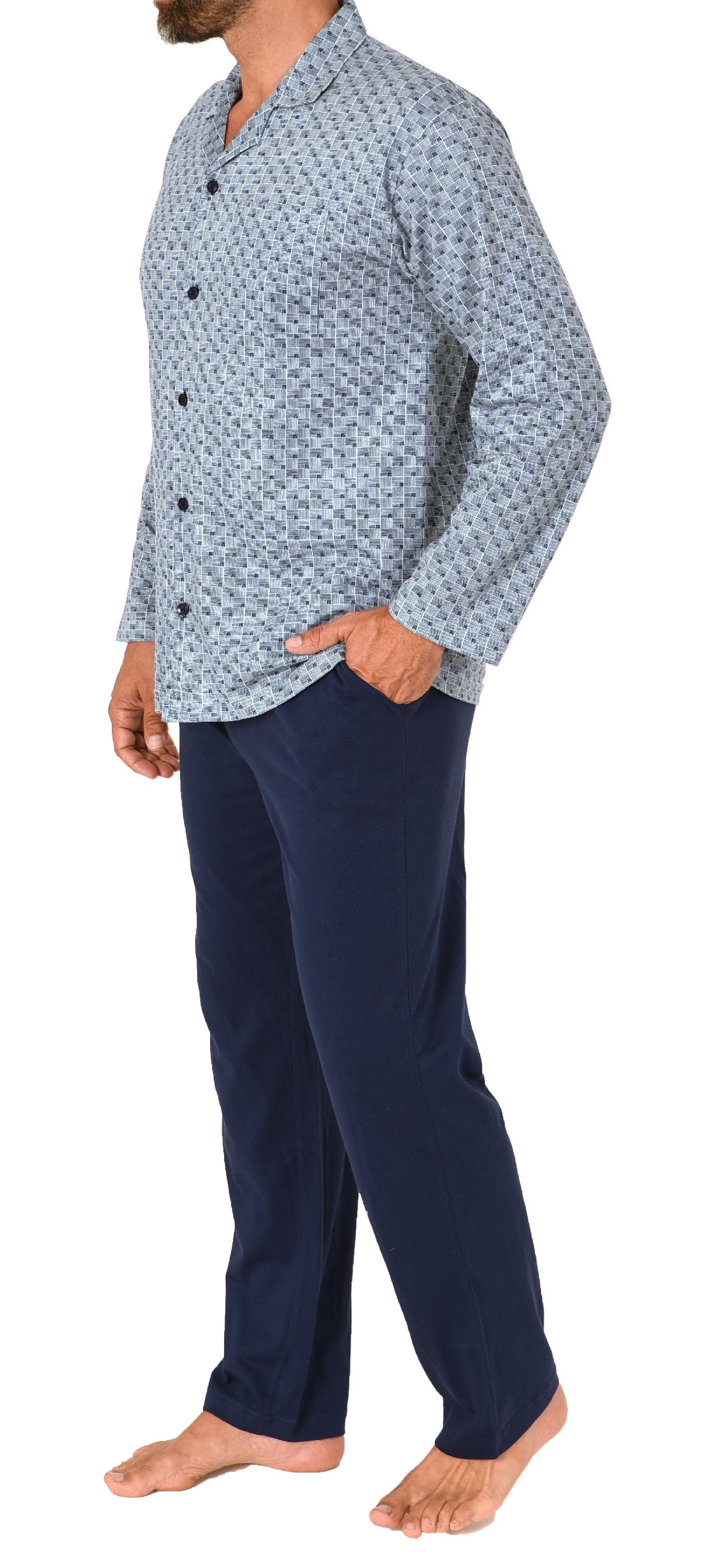 Normann Herren Langarm Schlafanzug Pyjama zum durchknöpfen, auch in Übergrössen
