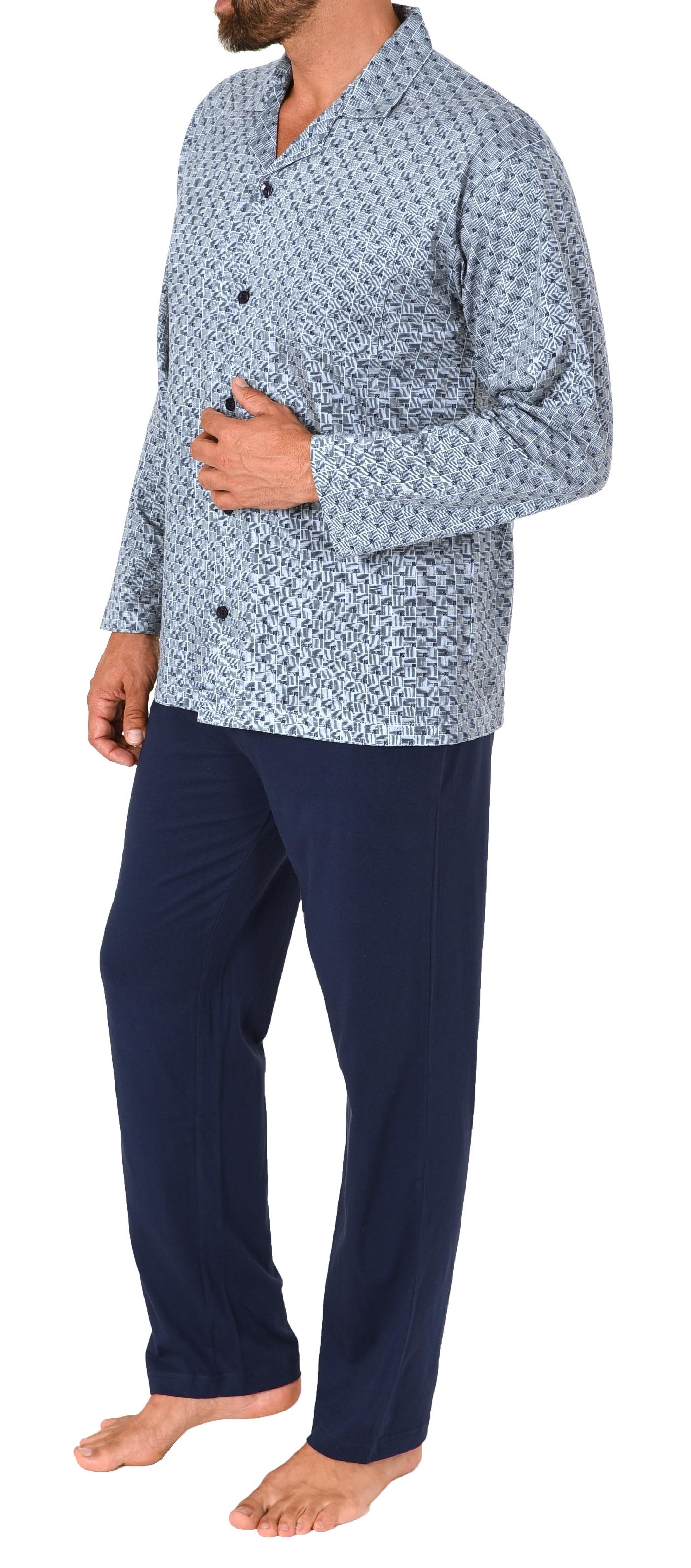 Normann Herren Langarm Schlafanzug Pyjama zum durchknöpfen, auch in Übergrössen