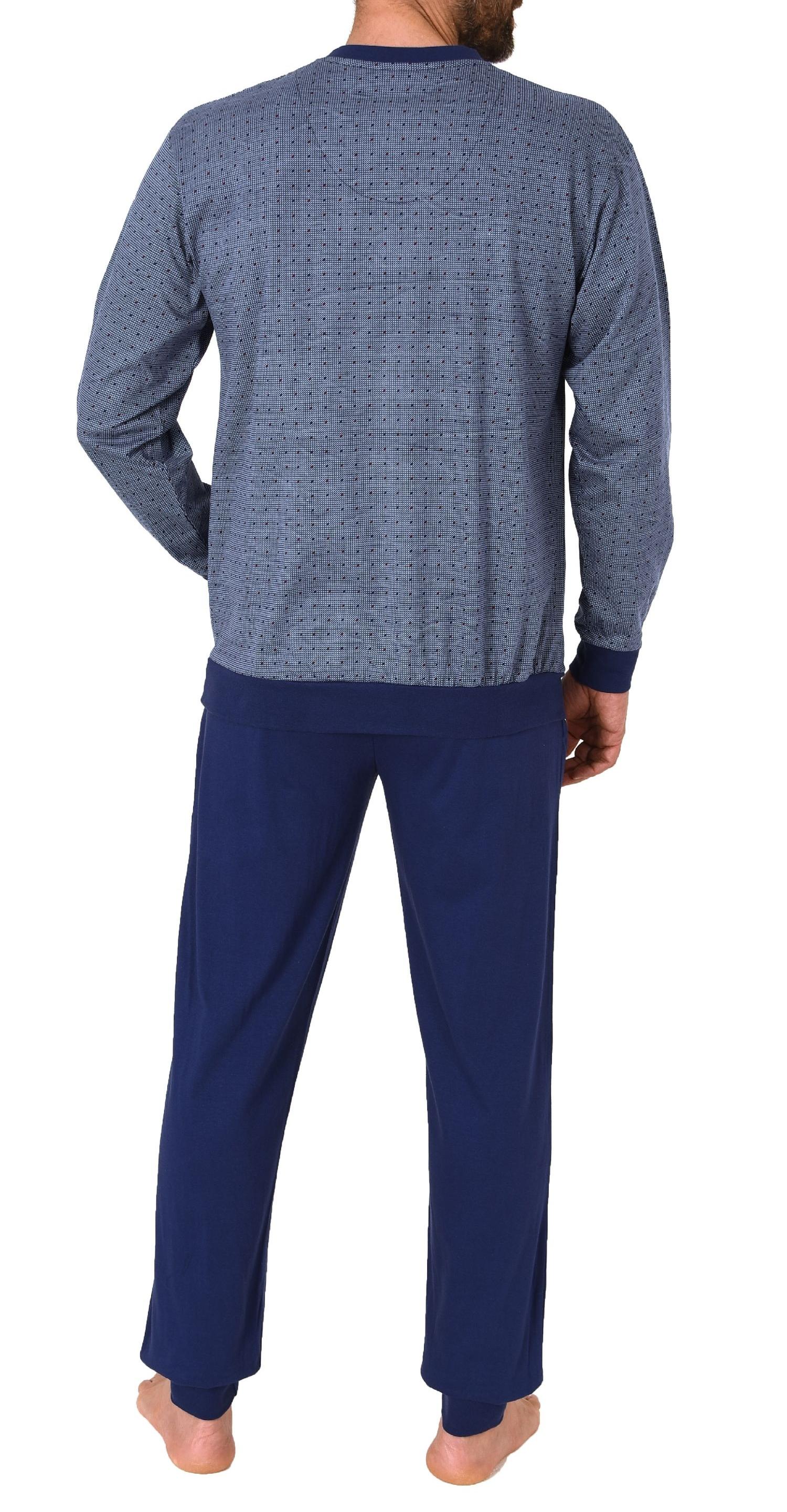 Herren langarm Schlafanzug mit Bündchen Pyjama in einer edlen Optik – auch in Übergrössen