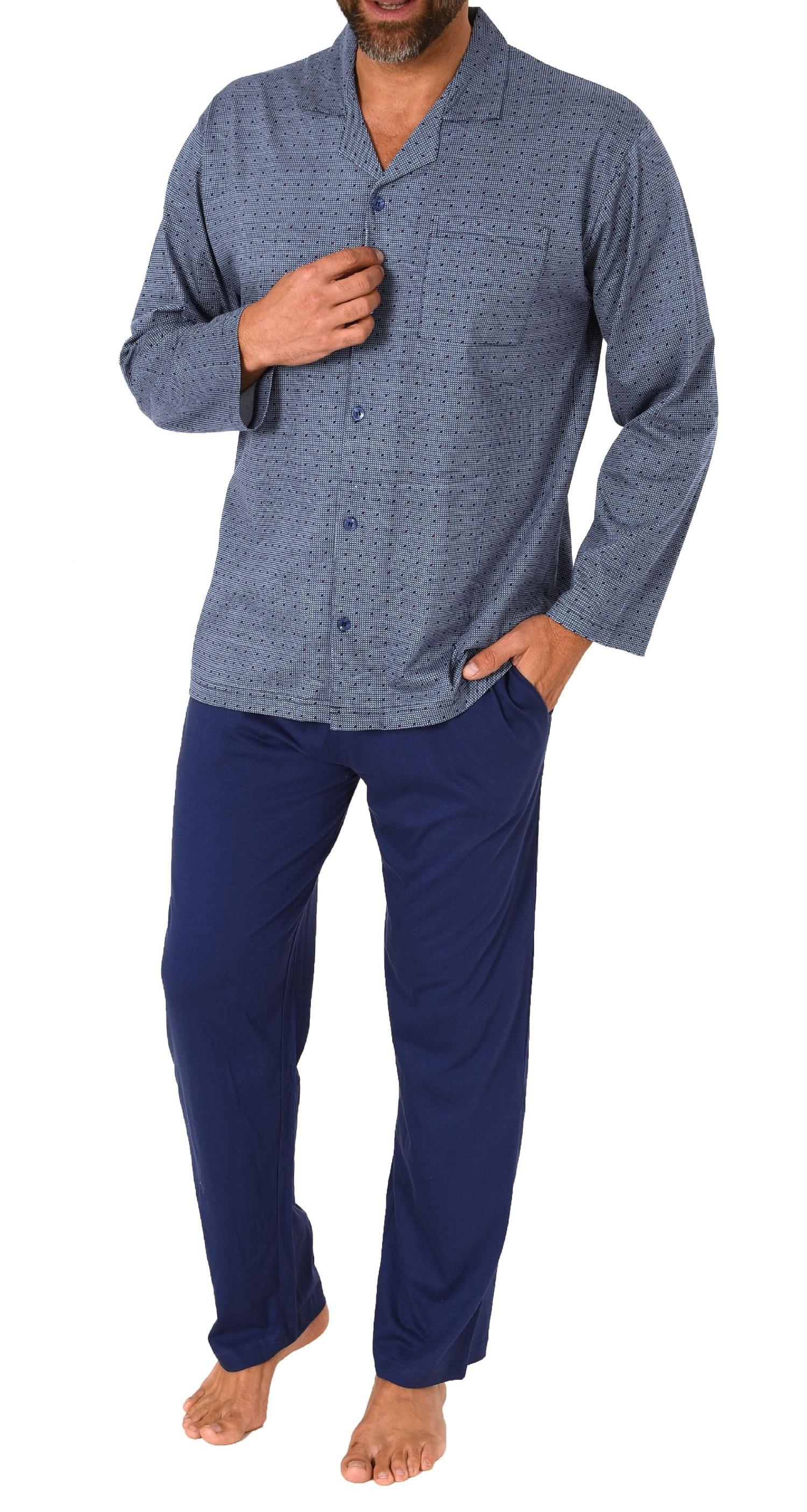 Normann Herren Langarm Schlafanzug Pyjama zum durchknöpfen, auch in Übergrössen