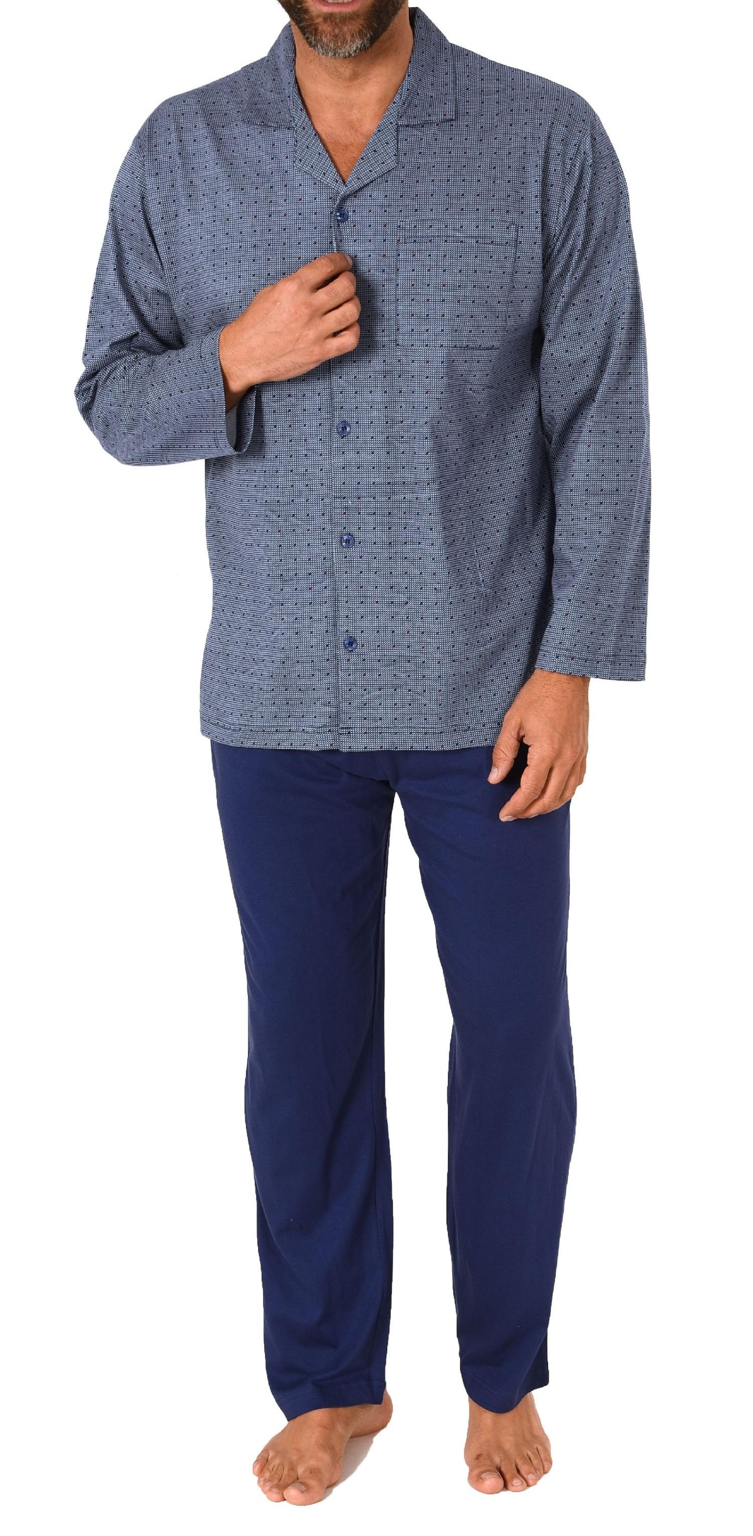 Normann Herren Langarm Schlafanzug Pyjama zum durchknöpfen, auch in Übergrössen