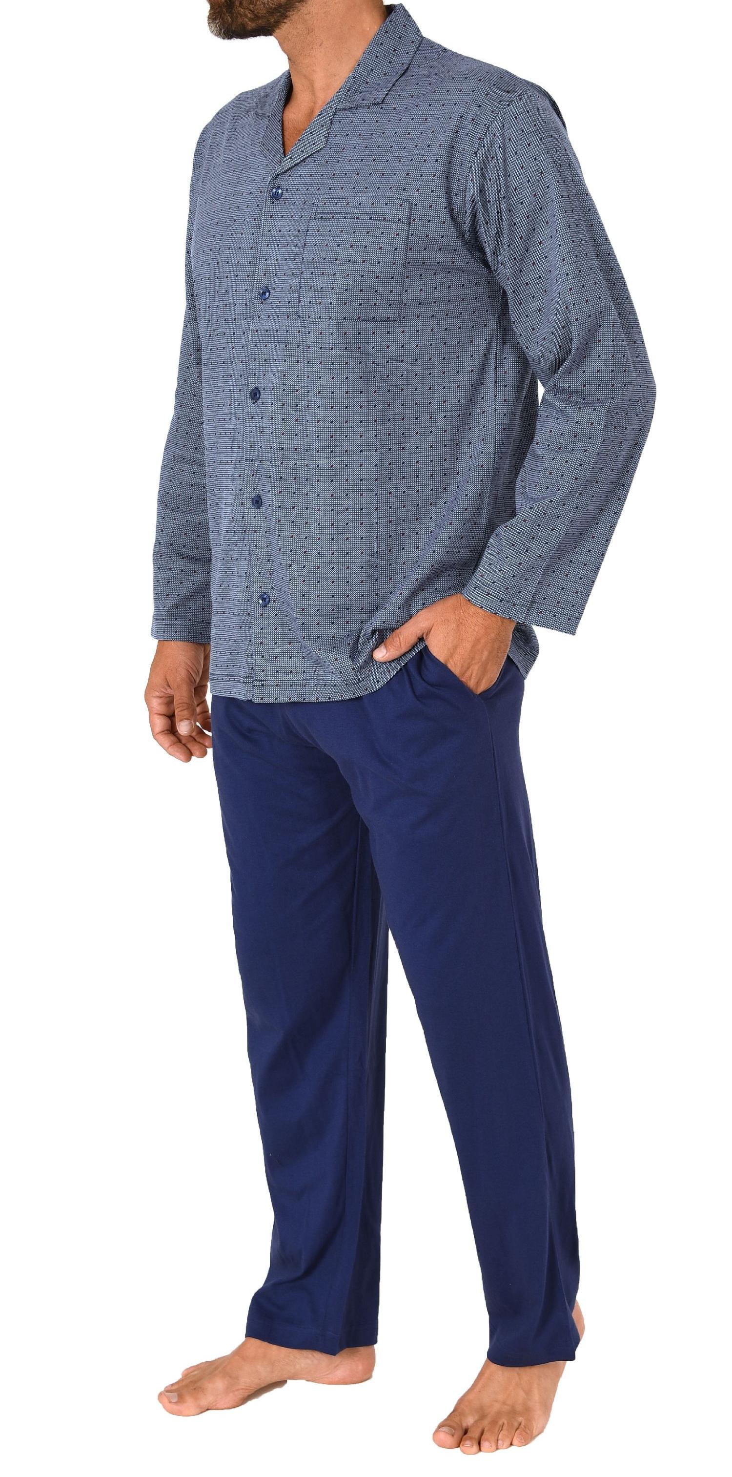 Normann Herren Langarm Schlafanzug Pyjama zum durchknöpfen, auch in Übergrössen