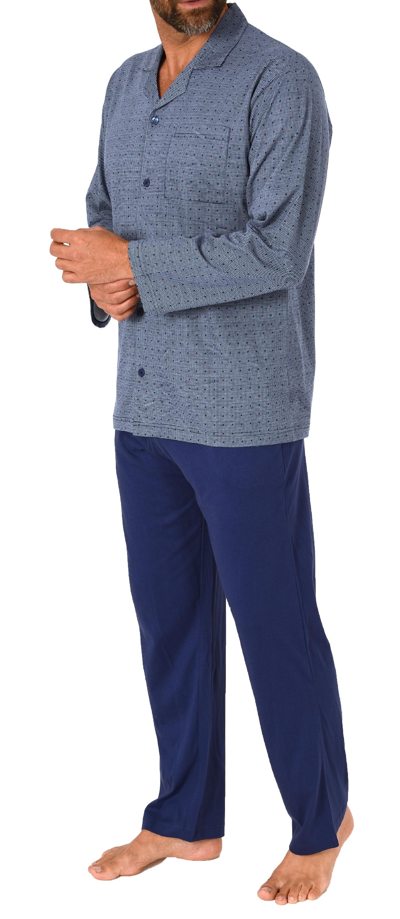 Normann Herren Langarm Schlafanzug Pyjama zum durchknöpfen, auch in Übergrössen