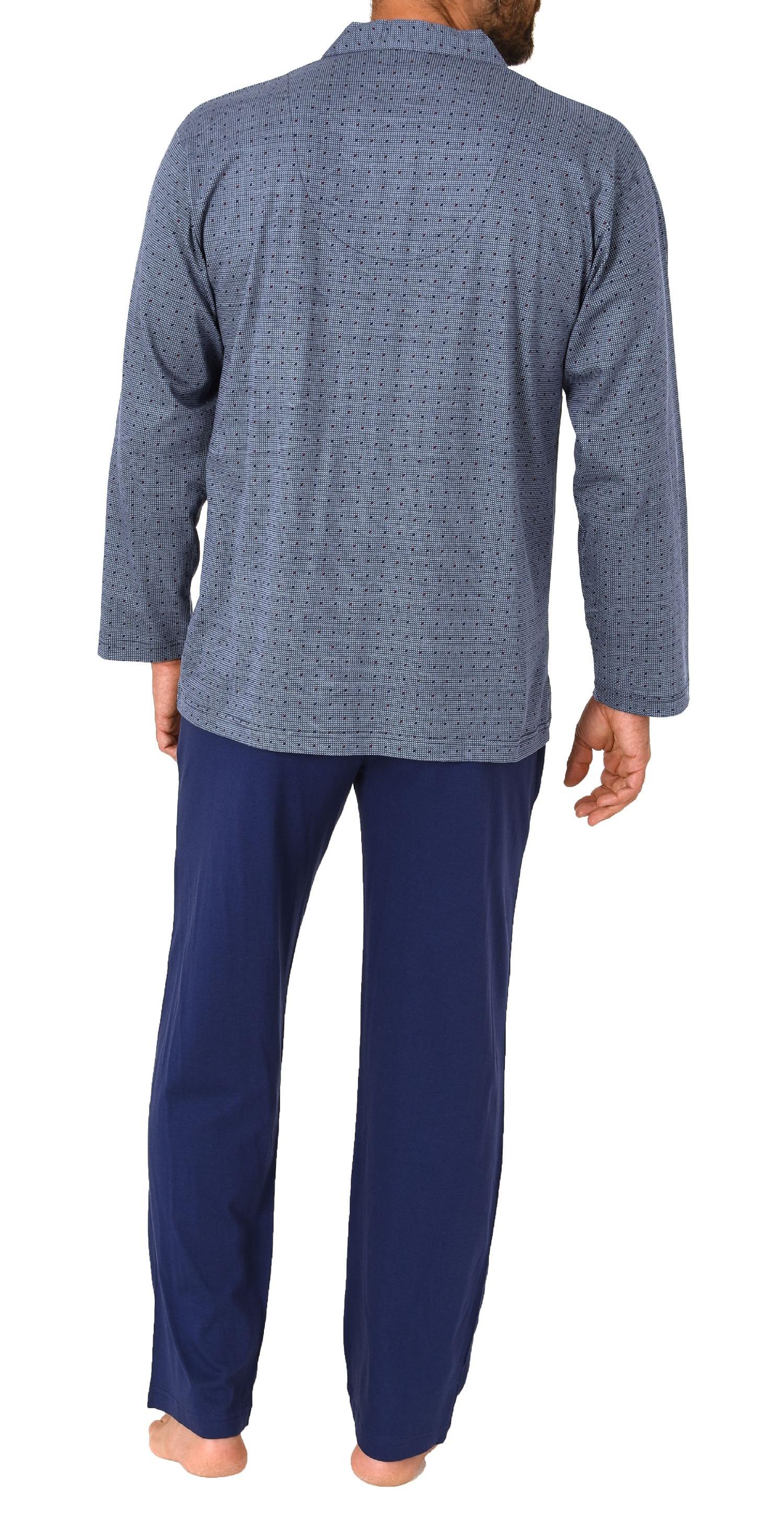 Normann Herren Langarm Schlafanzug Pyjama zum durchknöpfen, auch in Übergrössen