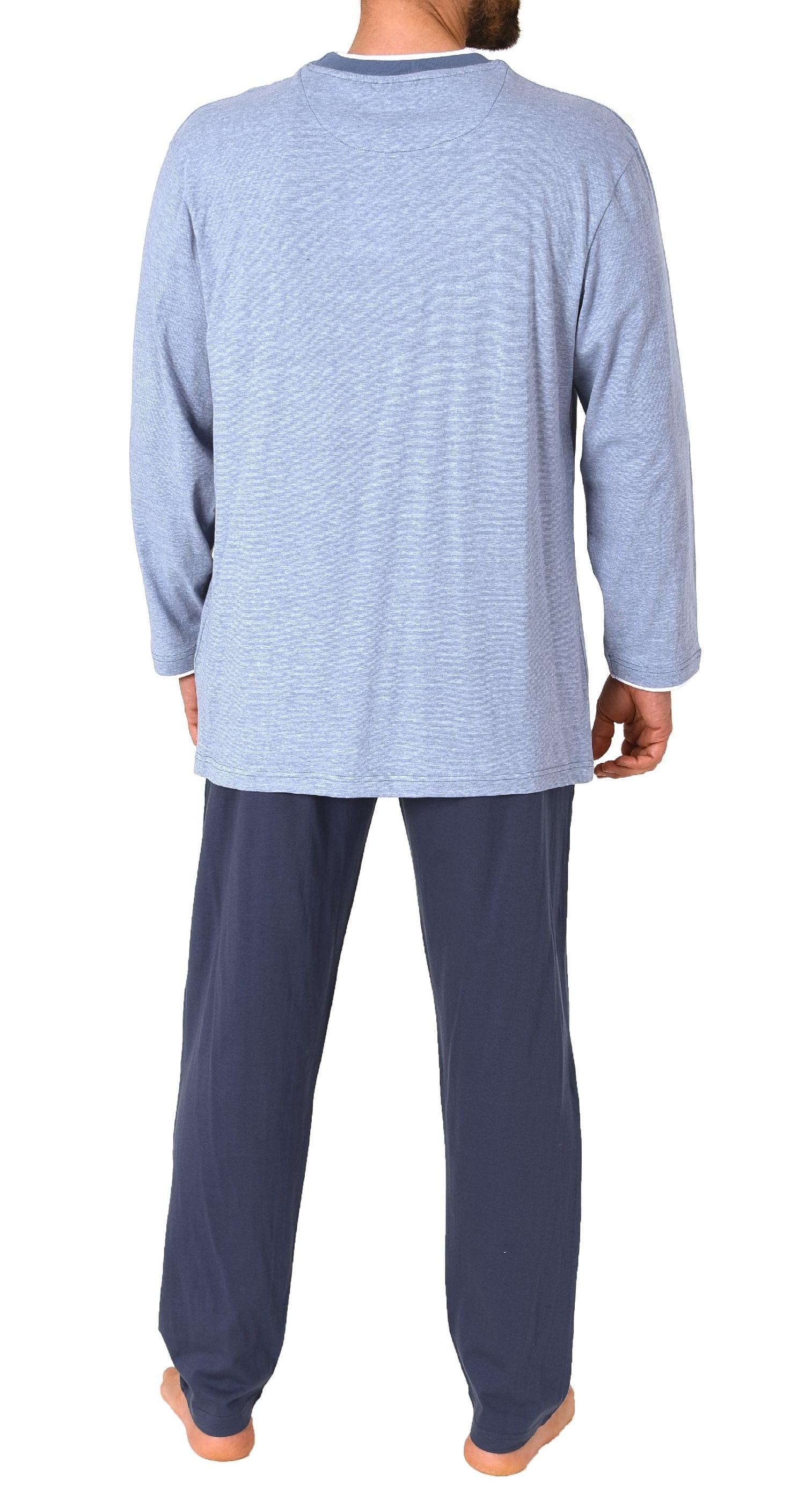 Lässiger Herren langarm Schlafanzug Pyjama in chilliger Optik - auch in Übergrössen