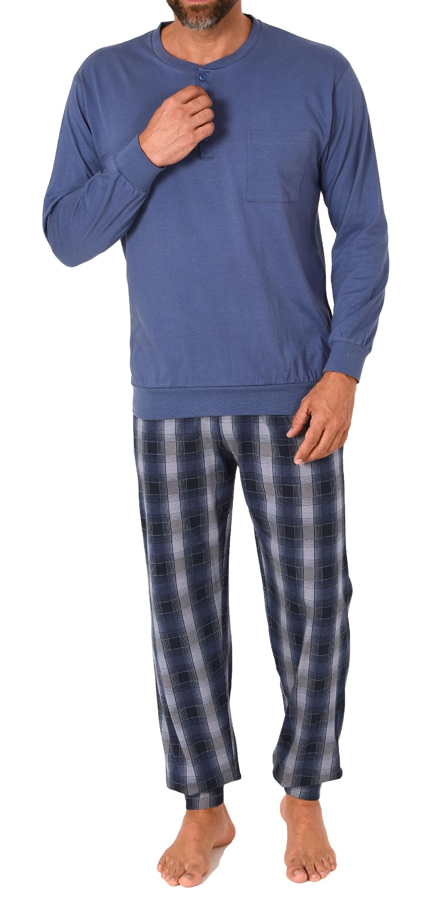 Normann Herren Schlafanzug mit Bündchen und karierter Jersey Hose - auch in Übergrössen