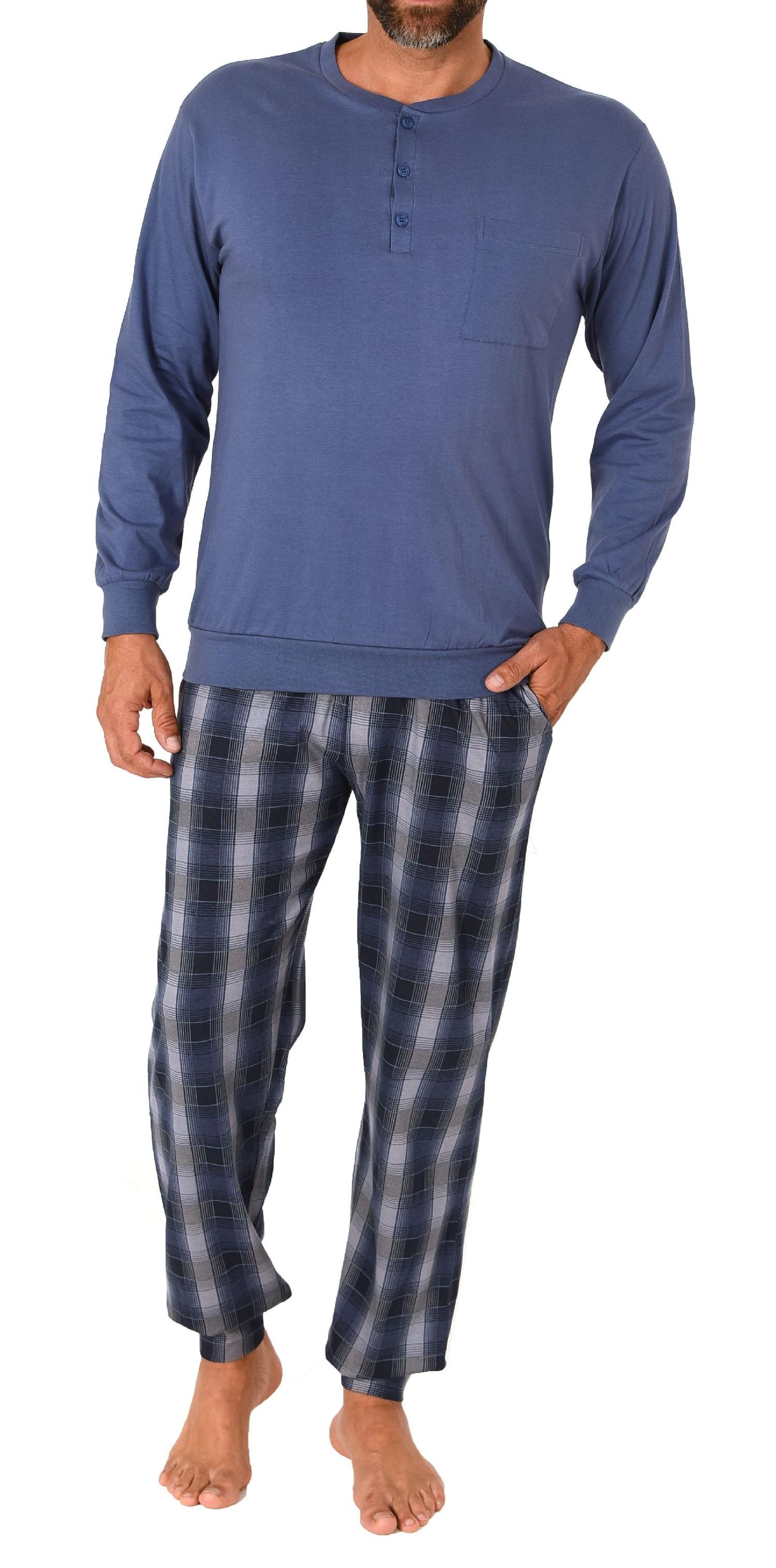 Normann Herren Schlafanzug mit Bündchen und karierter Jersey Hose - auch in Übergrössen