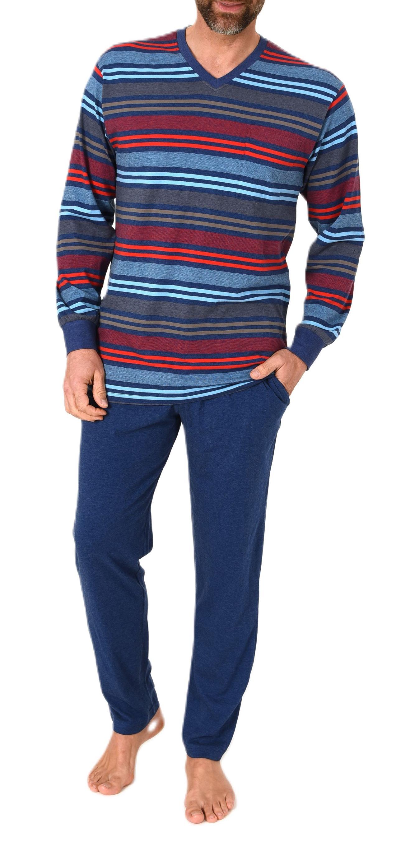 Normann Herren Schlafanzug lang mit Bündchen in edler Streifenoptik - auch in Übergrössen Normann Herren Schlafanzug lang mit Bündchen in edler Streifenoptik - auch in Übergrössen