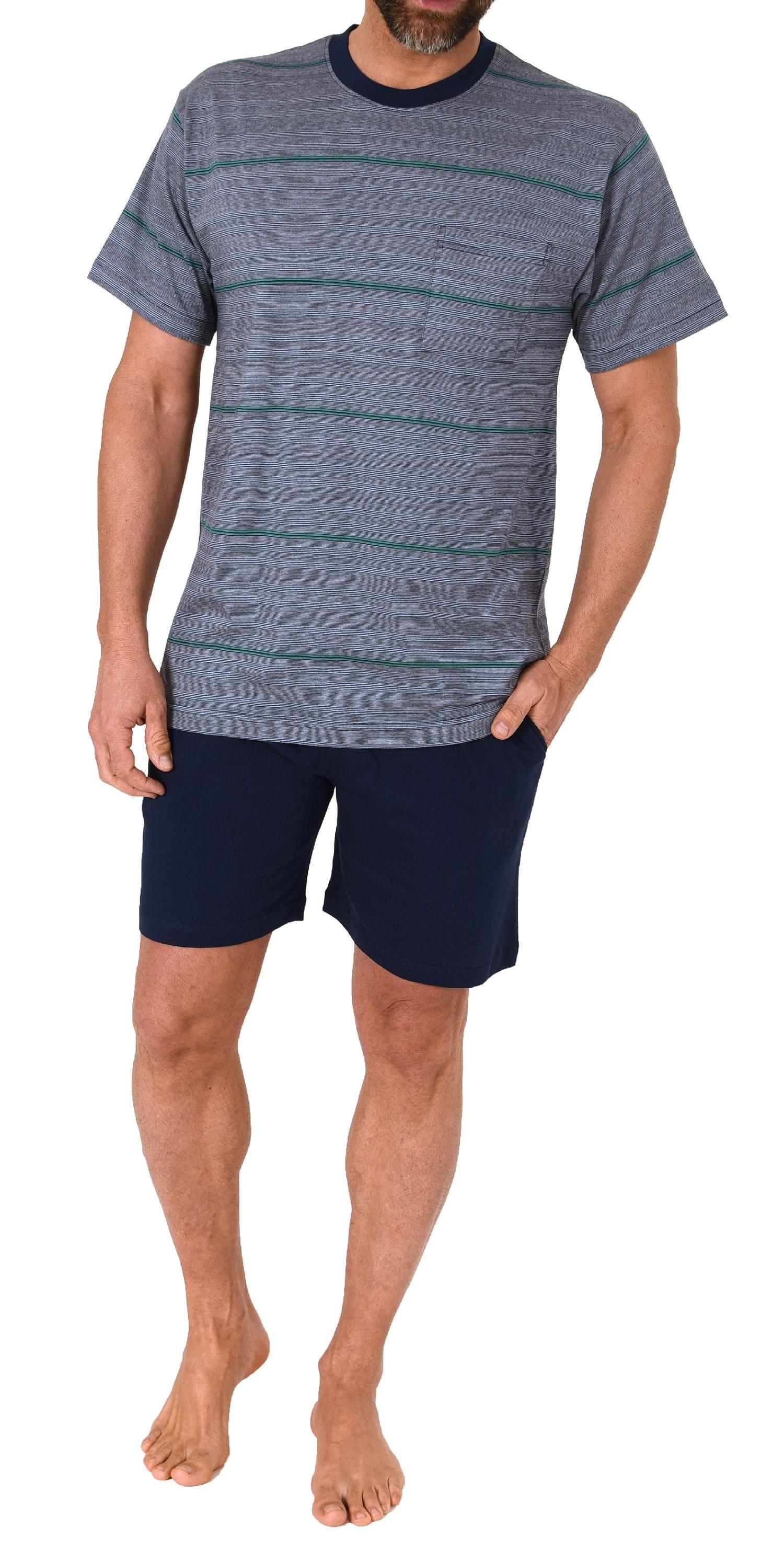 Normann Herren Kurzarm Schlafanzug Shorty Pyjama in Streifenoptik - auch in Übergrössen