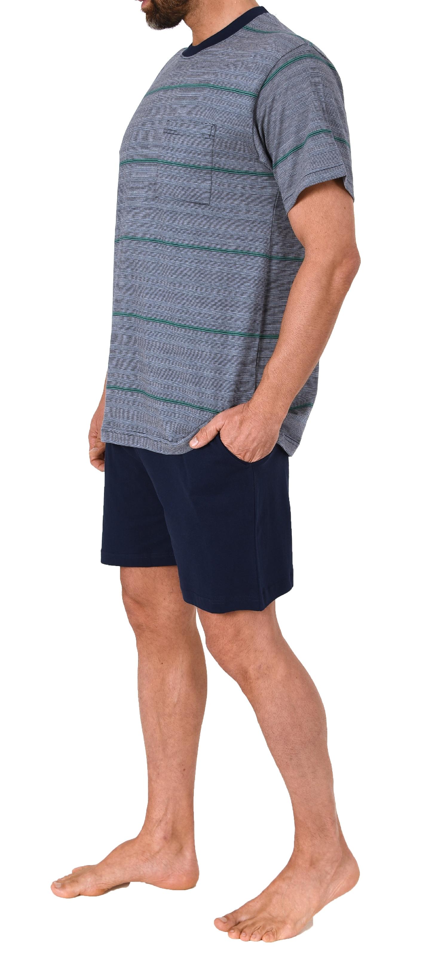 Normann Herren Kurzarm Schlafanzug Shorty Pyjama in Streifenoptik - auch in Übergrössen