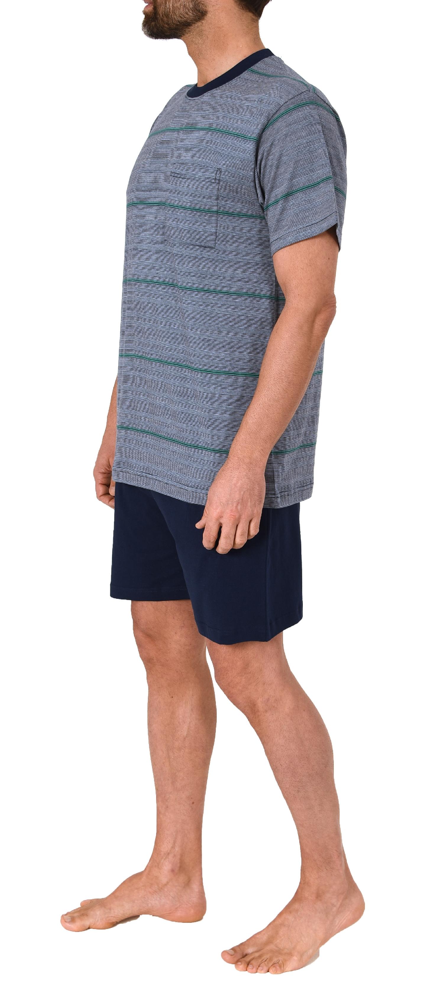 Normann Herren Kurzarm Schlafanzug Shorty Pyjama in Streifenoptik - auch in Übergrössen