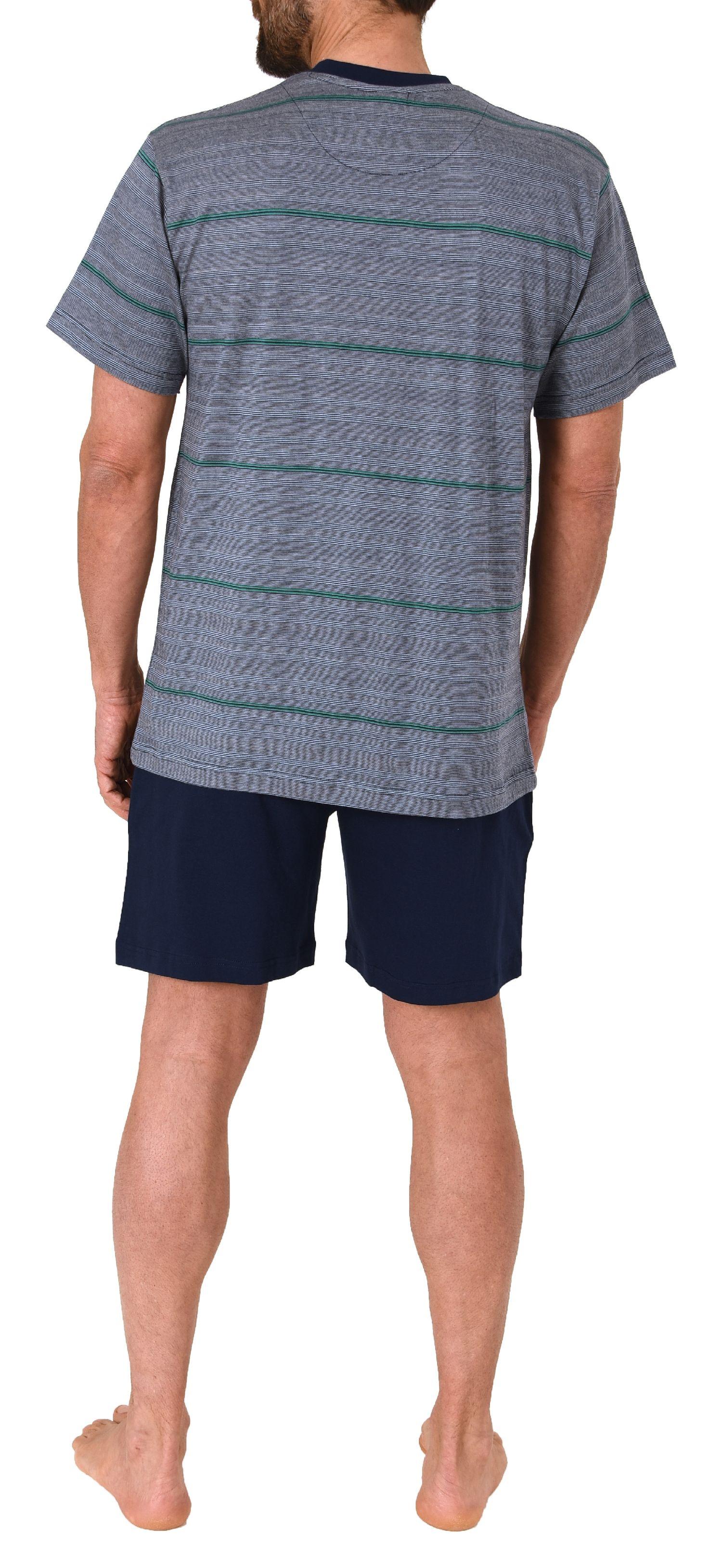 Normann Herren Kurzarm Schlafanzug Shorty Pyjama in Streifenoptik - auch in Übergrössen