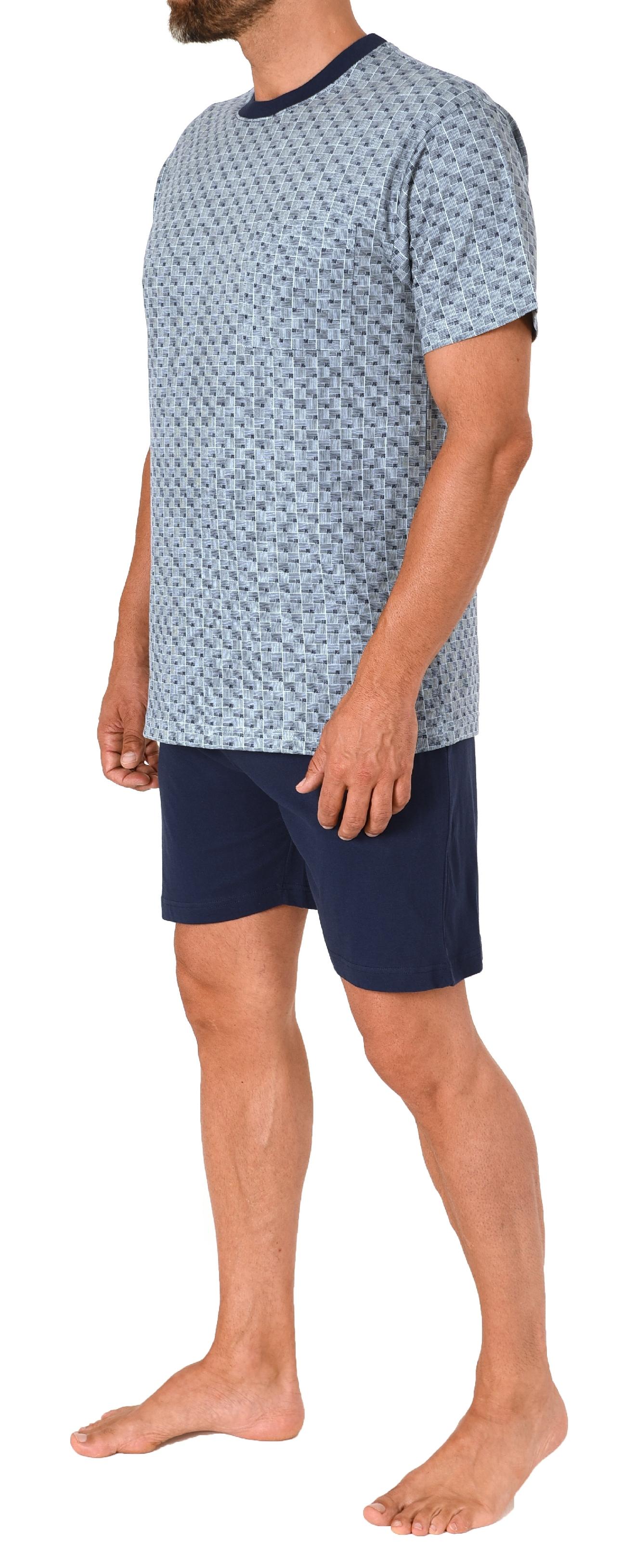 Normann Herren kurzarm Schlafanzug Shorty Pyjama im eleganten Minimalprint