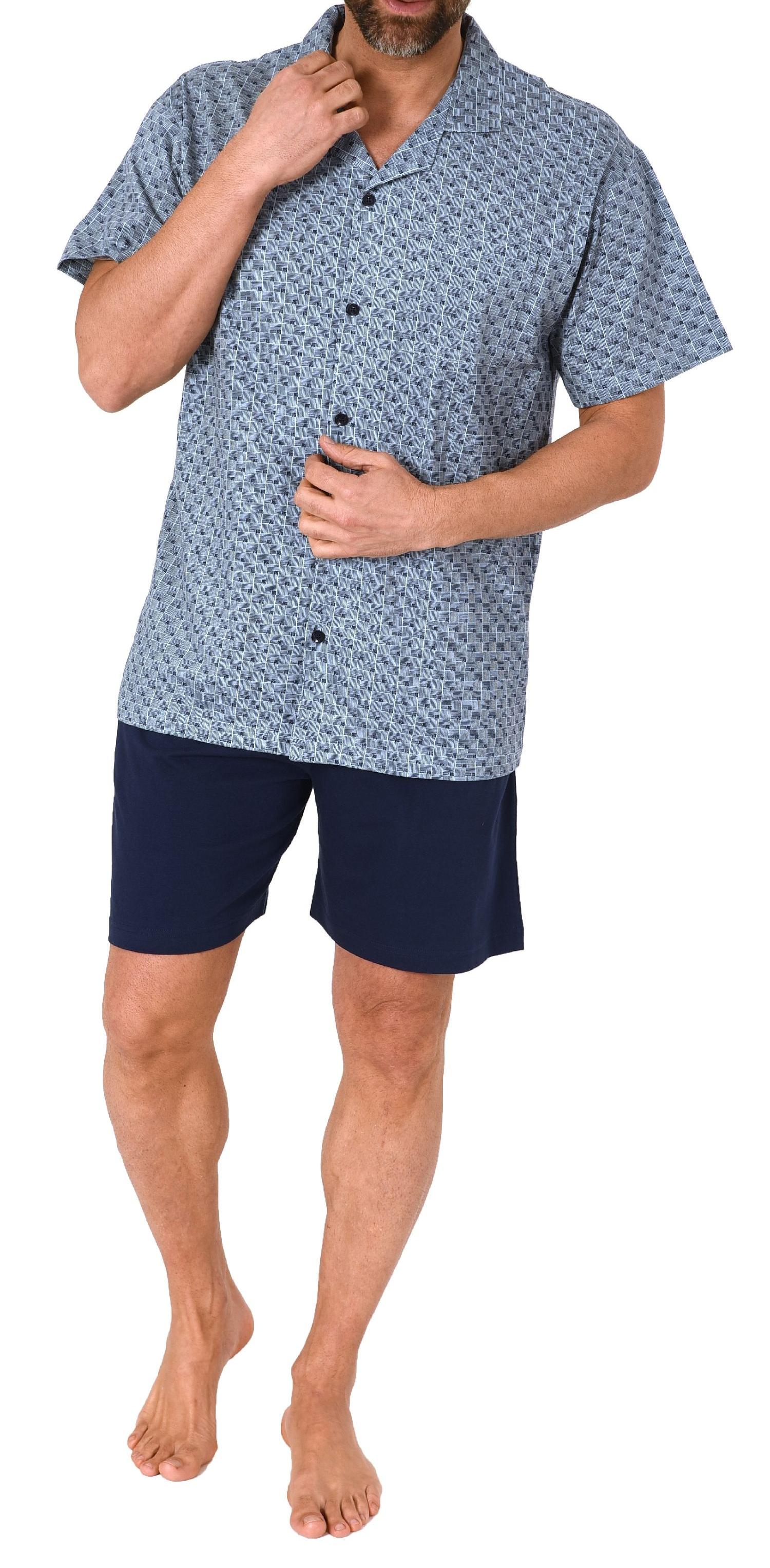 Normann Herren kurzarm Schlafanzug Shorty Pyjama zum durchknöpfen, auch in Übergrössen