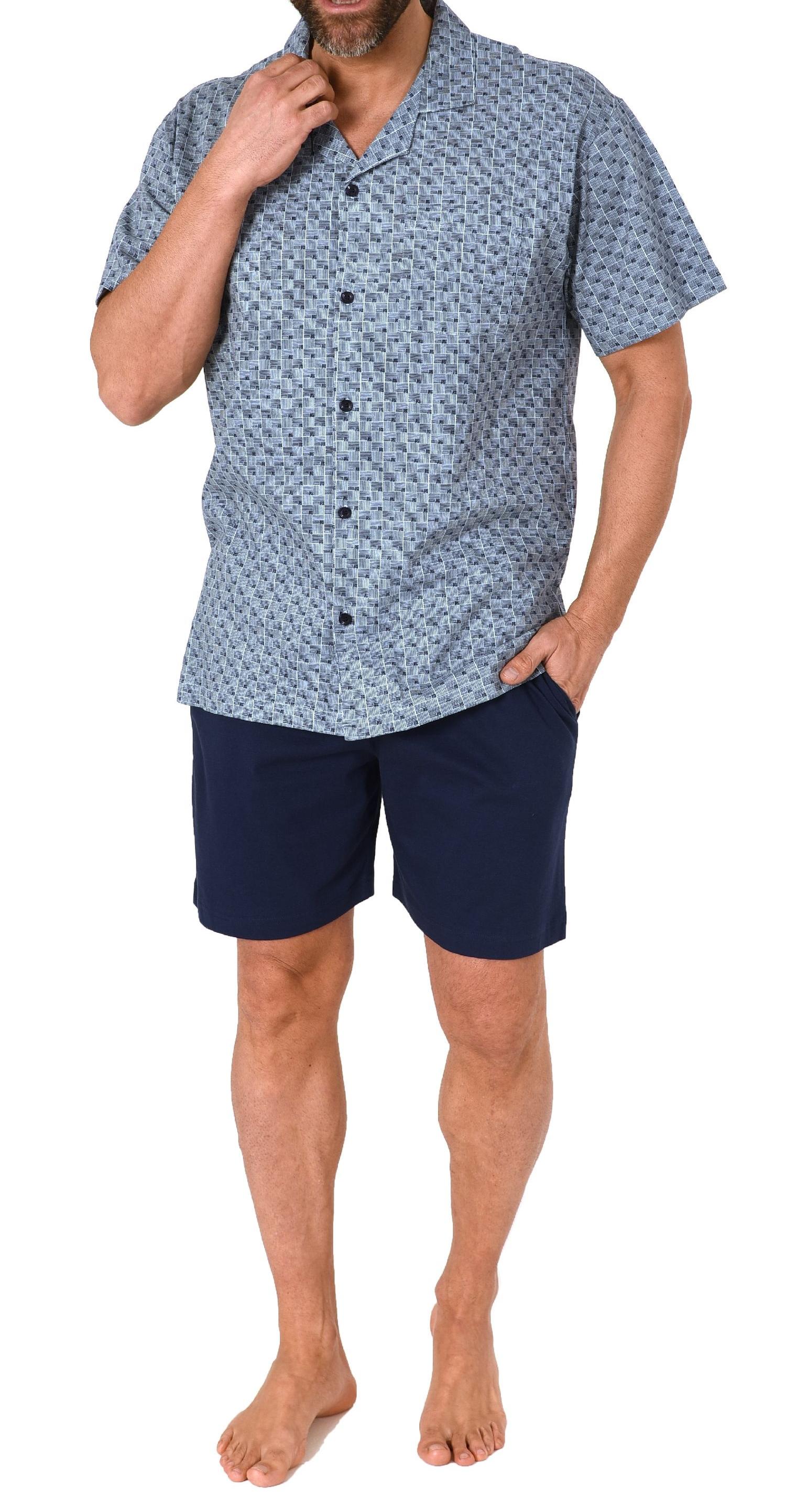 Normann Herren kurzarm Schlafanzug Shorty Pyjama zum durchknöpfen, auch in Übergrössen