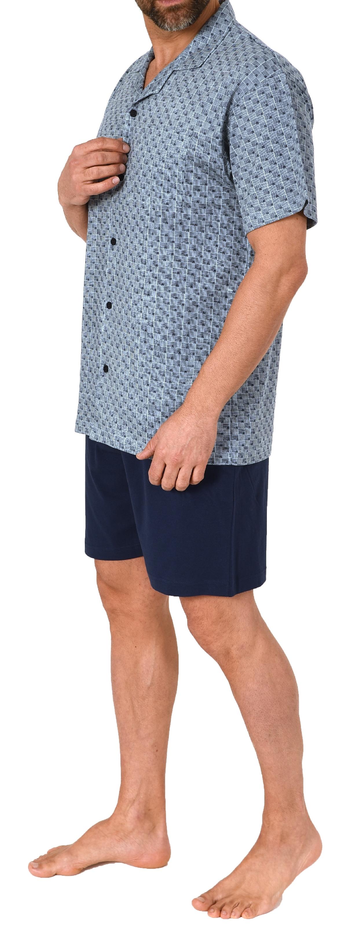 Normann Herren kurzarm Schlafanzug Shorty Pyjama zum durchknöpfen, auch in Übergrössen