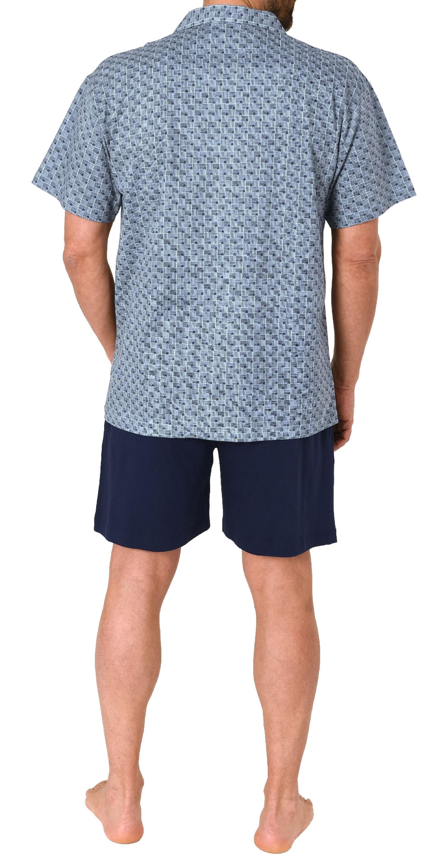 Normann Herren kurzarm Schlafanzug Shorty Pyjama zum durchknöpfen, auch in Übergrössen