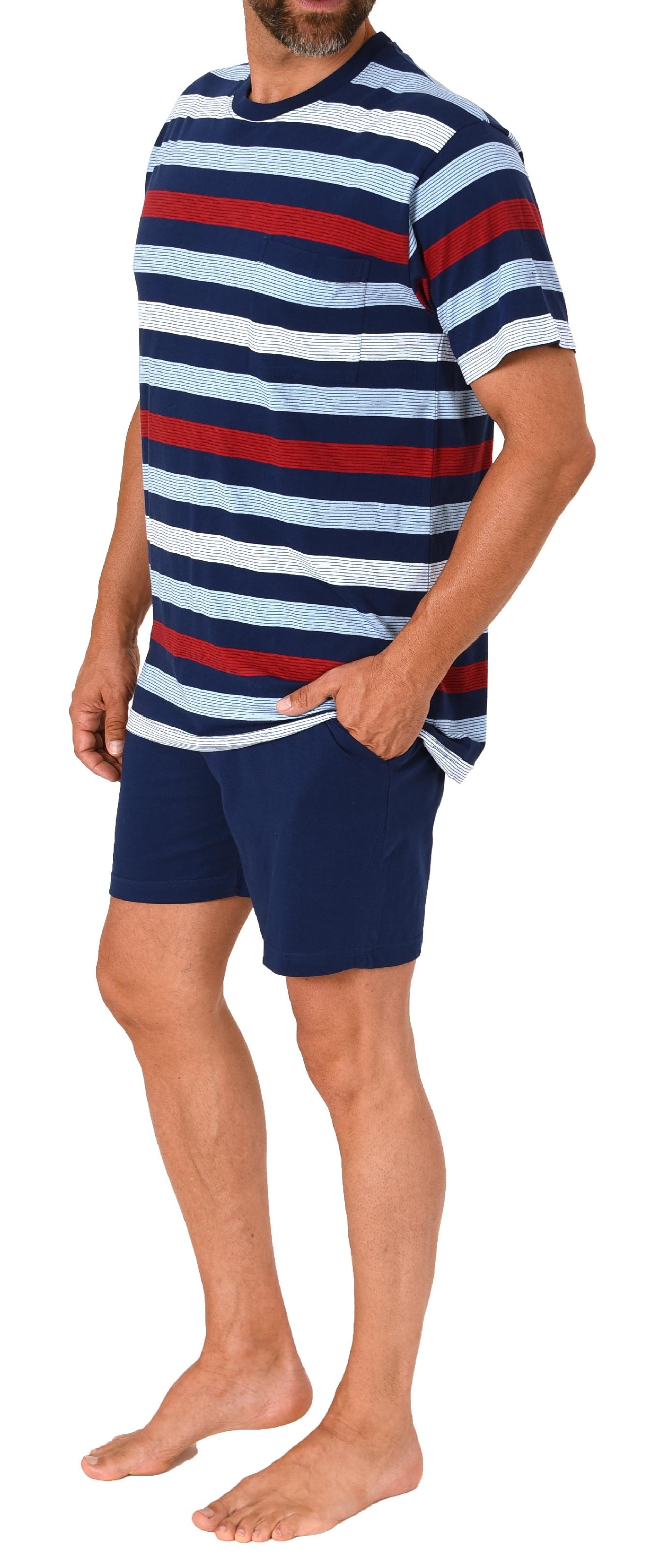 Herren Schlafanzug kurzarm Shorty Pyjama in einer tollen Streifenoptik