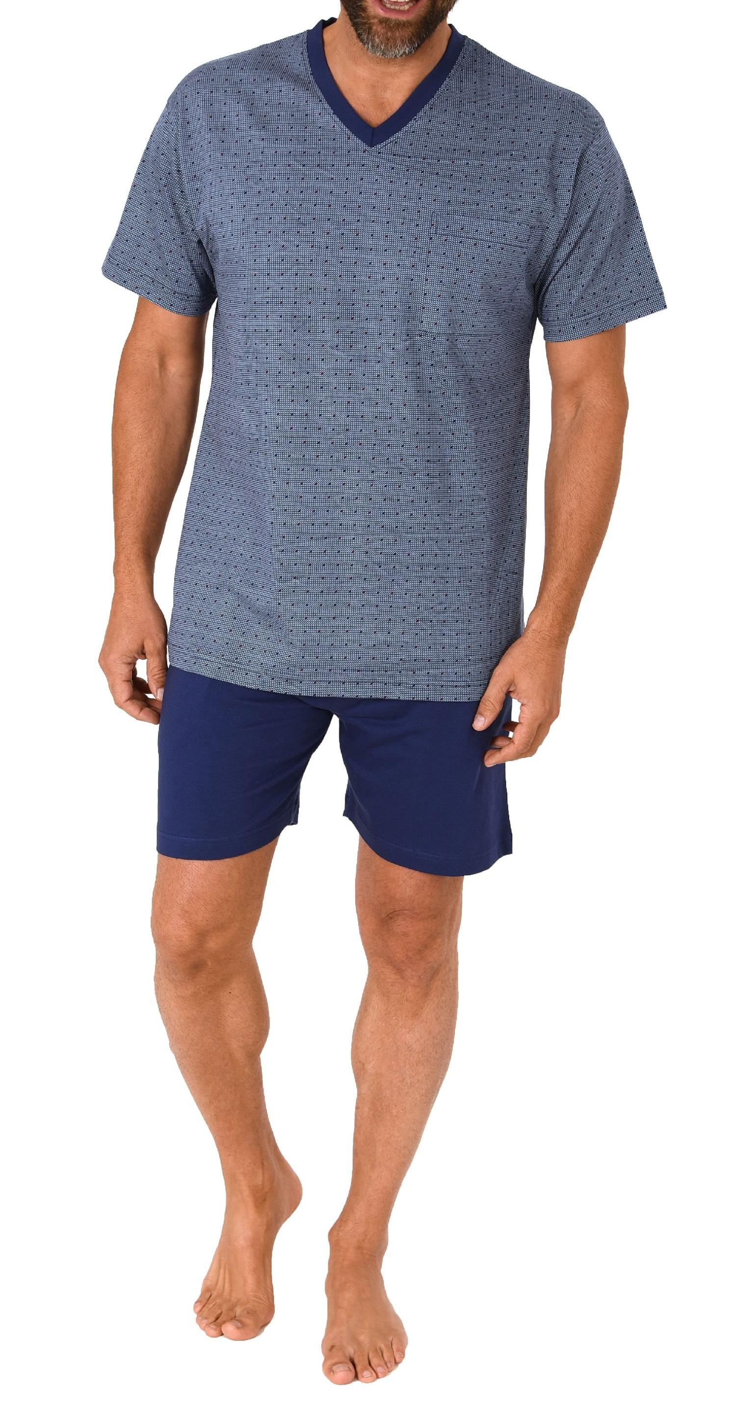 Normann Herren kurzarm Schlafanzug Shorty Pyjama in einer edlen Optik