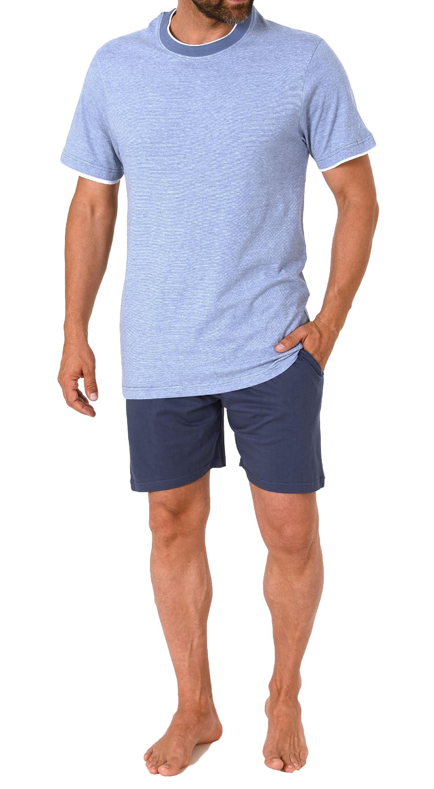 Normann Herren kurzarm Schlafanzug Shorty Pyjama in chilliger Optik - auch in Übergrössen