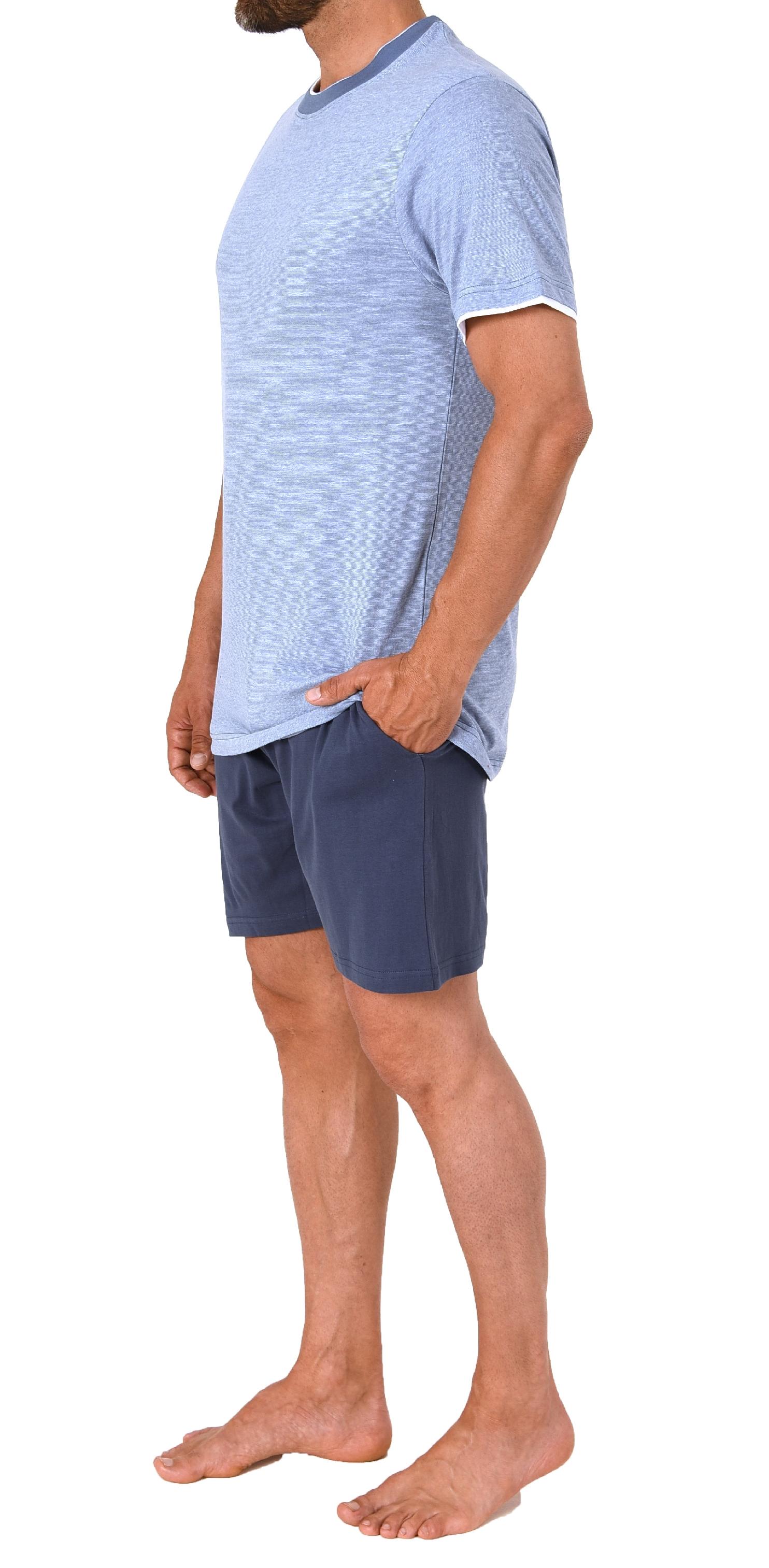Normann Herren kurzarm Schlafanzug Shorty Pyjama in chilliger Optik - auch in Übergrössen