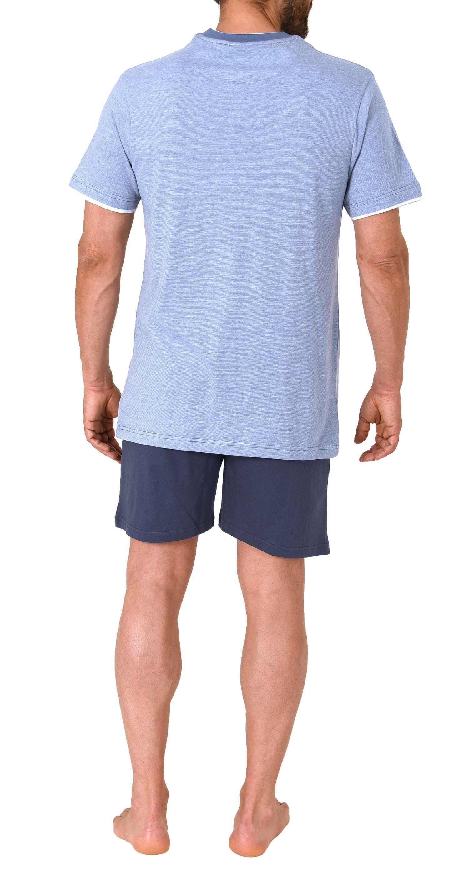 Normann Herren kurzarm Schlafanzug Shorty Pyjama in chilliger Optik - auch in Übergrössen