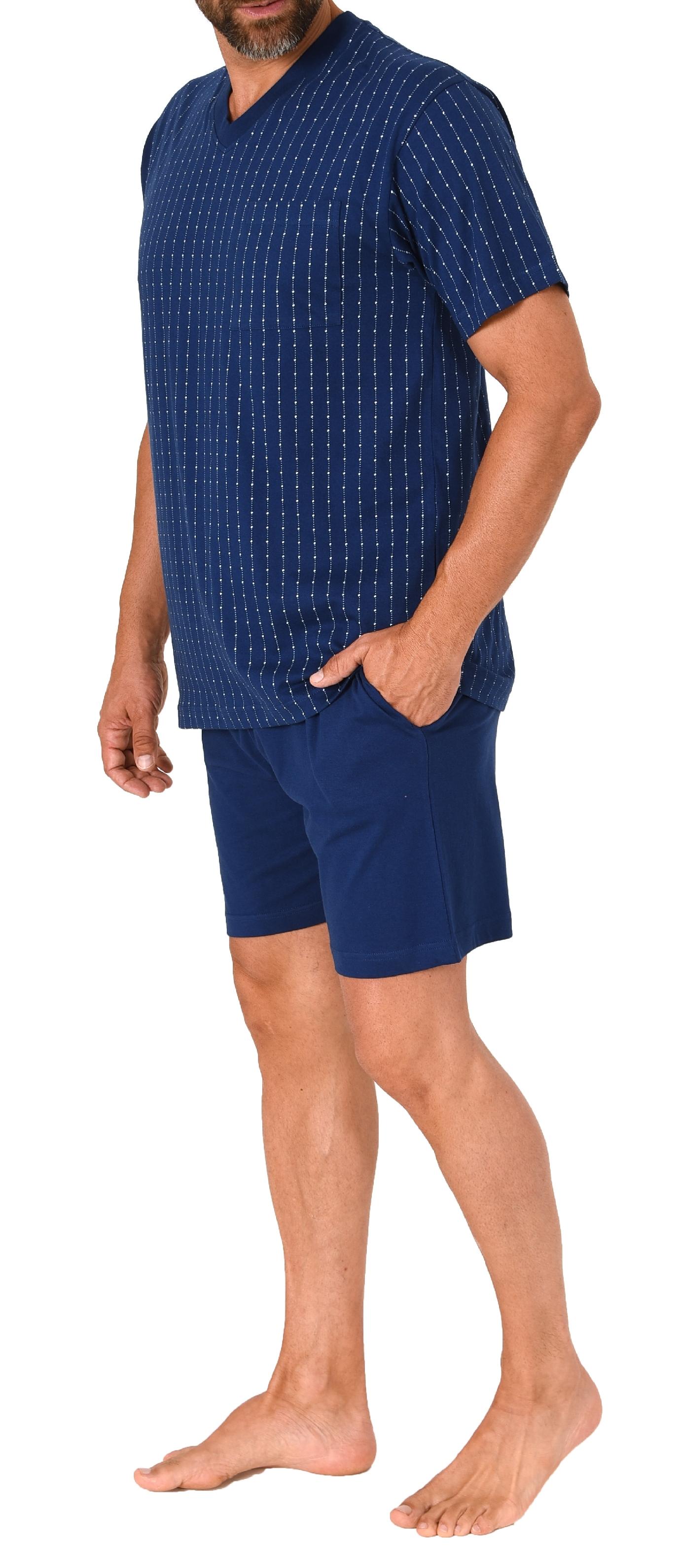 Normann Herren Schlafanzug Kurzarm Shorty Pyjama – Streifenoptik
