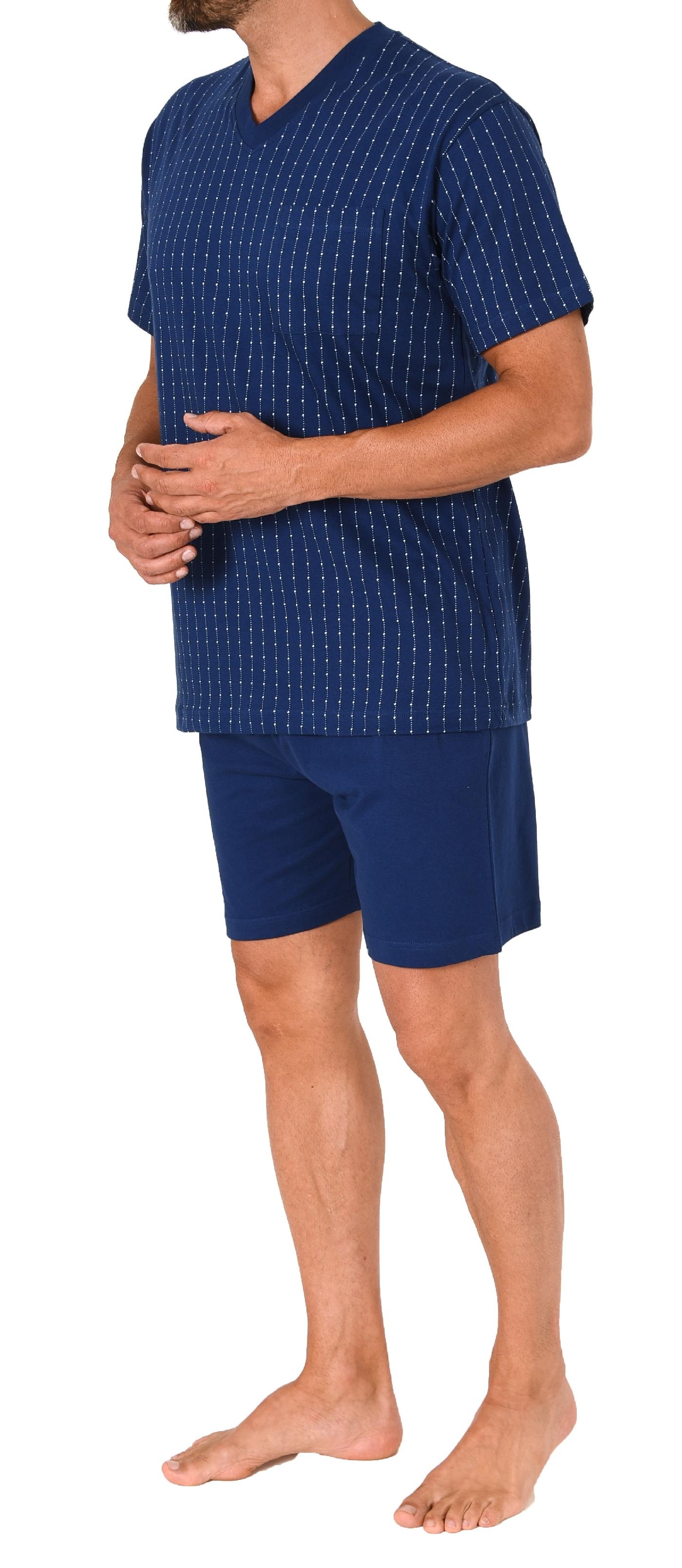 Normann Herren Schlafanzug Kurzarm Shorty Pyjama – Streifenoptik